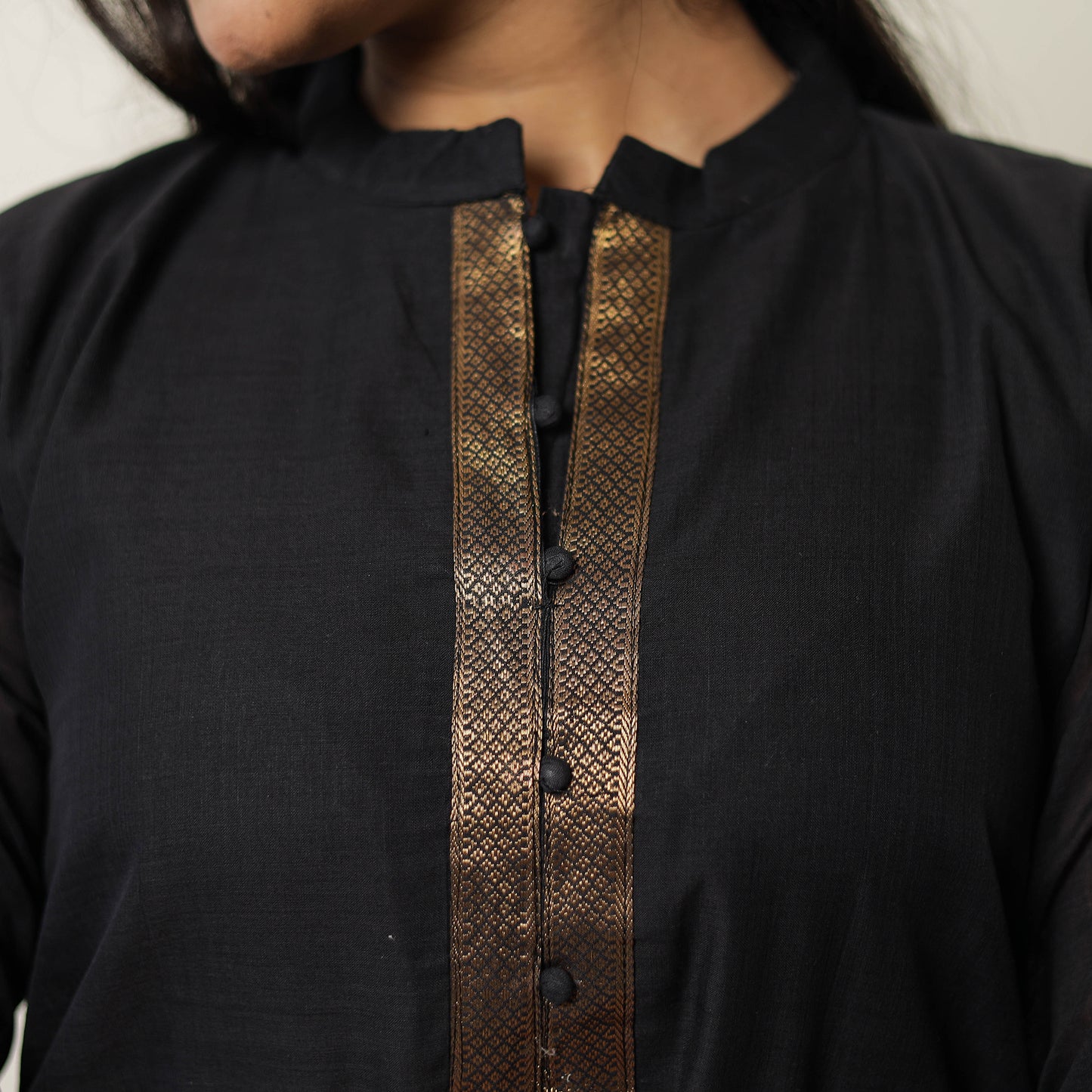 Black - Mangalagiri Handloom Cotton Straight Kurta 35