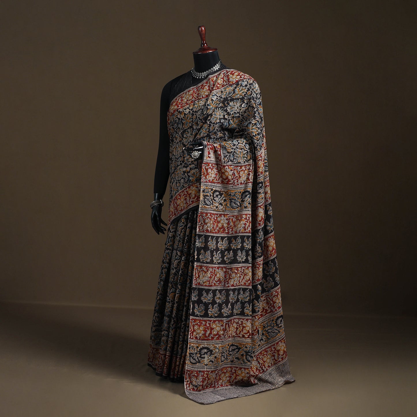 Pedana Hand Block Print Natural Dyed Cotton Kalamkari Saree 51