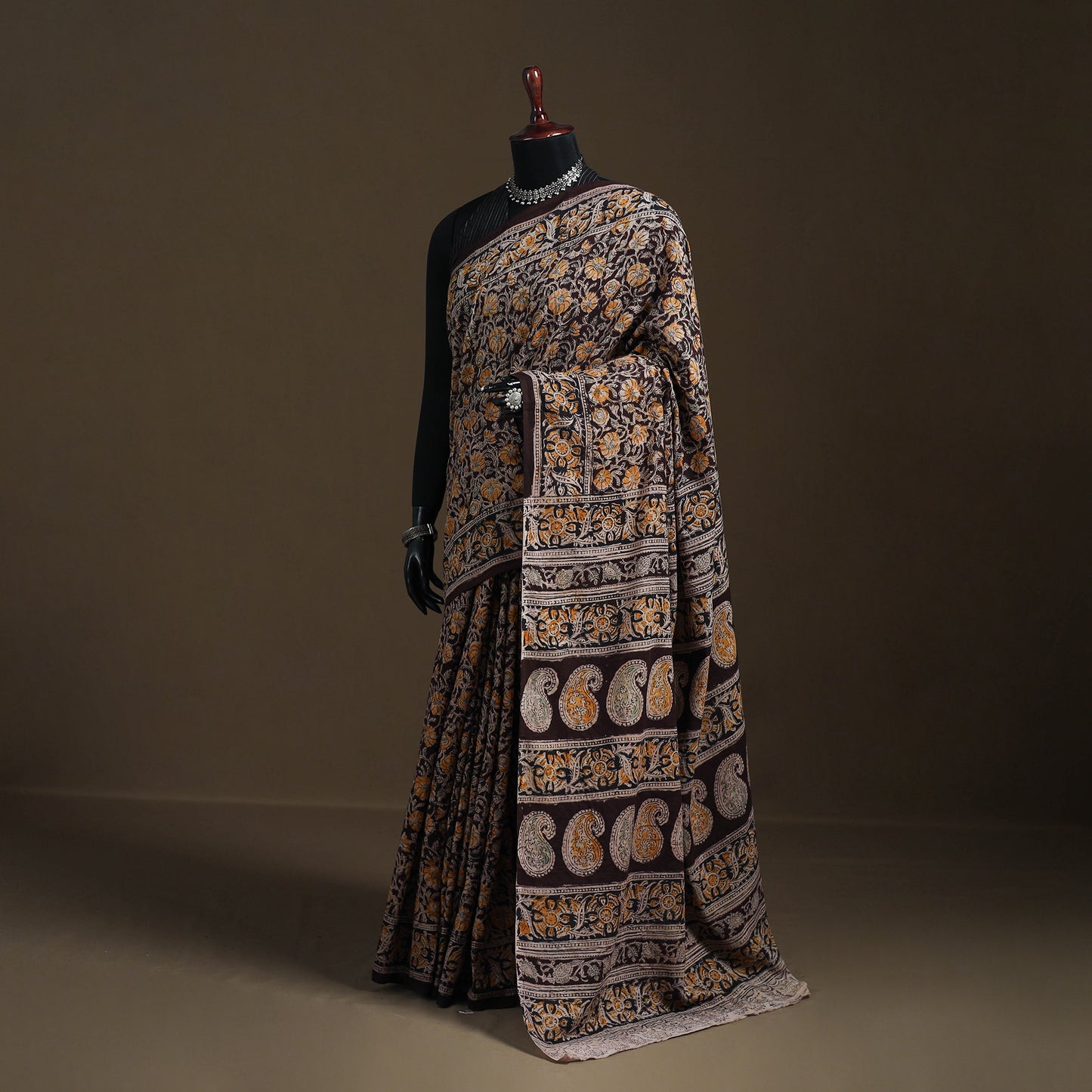 Pedana Hand Block Print Natural Dyed Cotton Kalamkari Saree 52