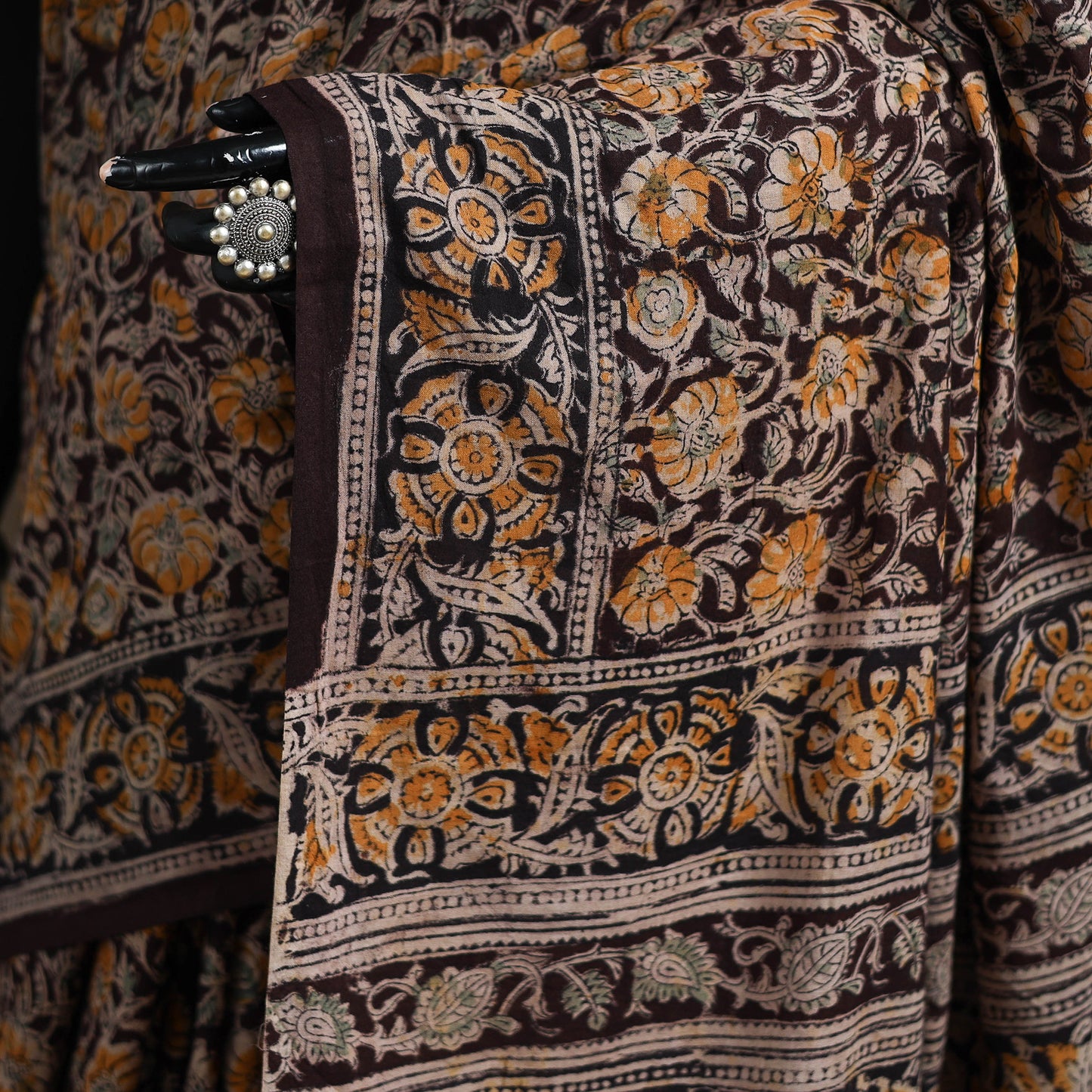 Pedana Hand Block Print Natural Dyed Cotton Kalamkari Saree 52