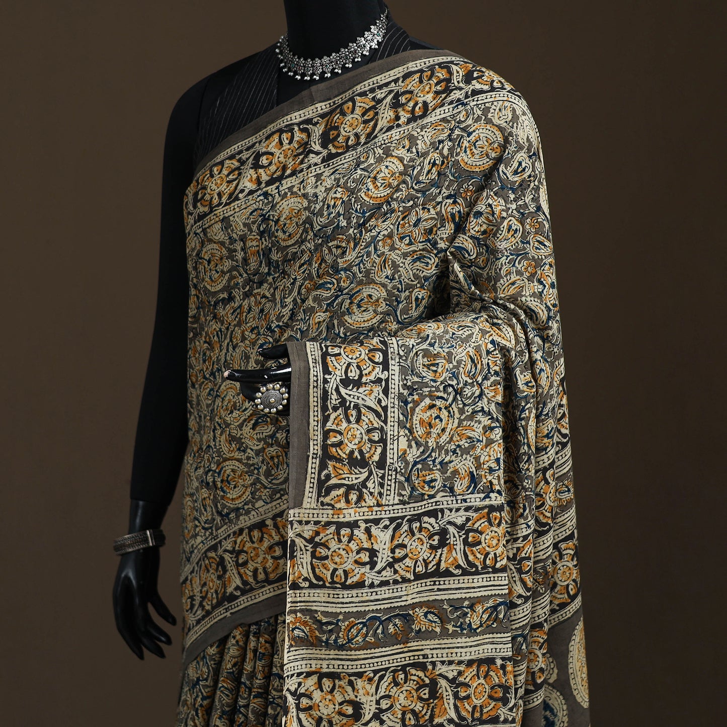 Pedana Hand Block Print Natural Dyed Cotton Kalamkari Saree 53