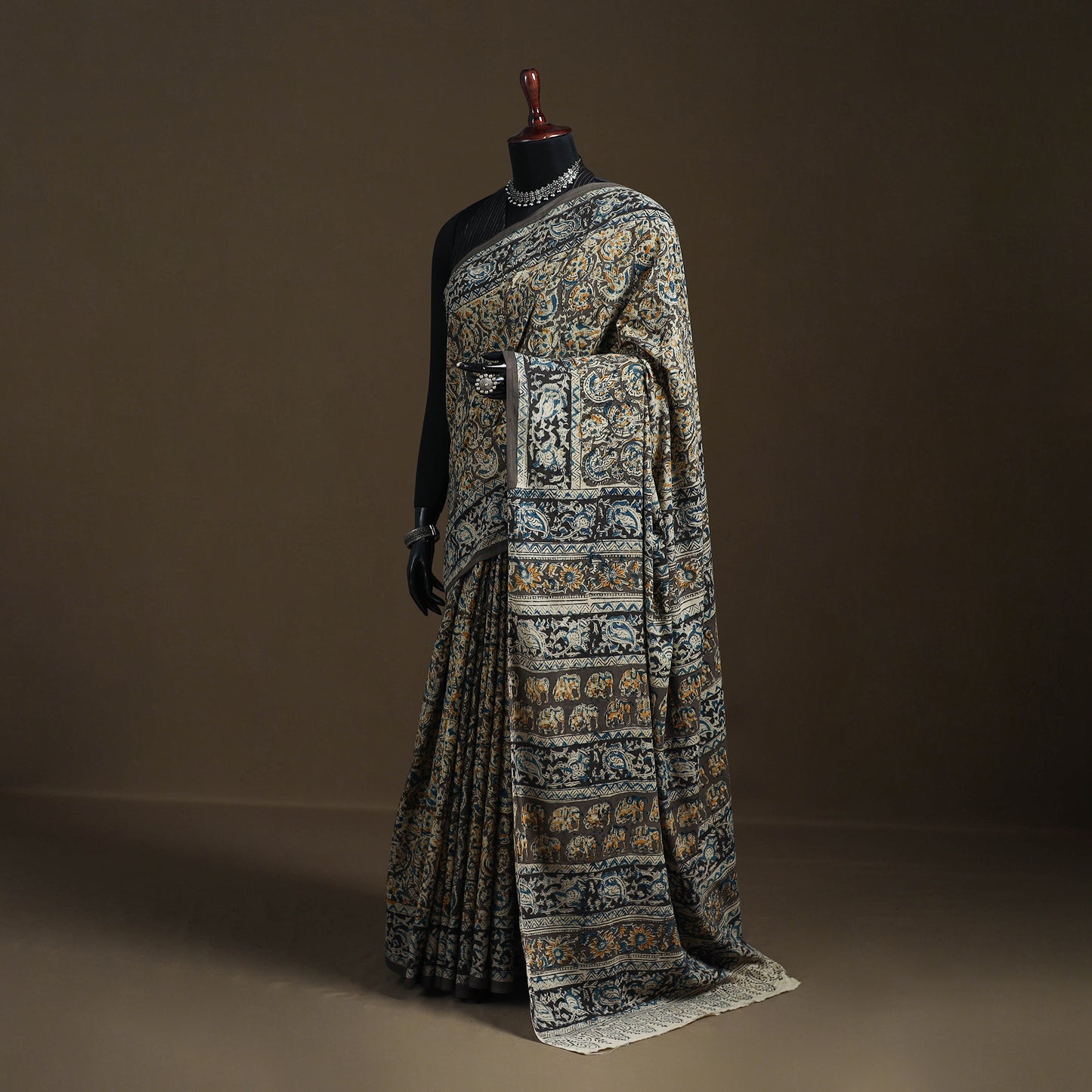 Pedana Hand Block Print Natural Dyed Cotton Kalamkari Saree 54