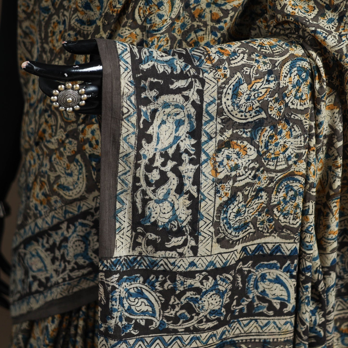 Pedana Hand Block Print Natural Dyed Cotton Kalamkari Saree 54