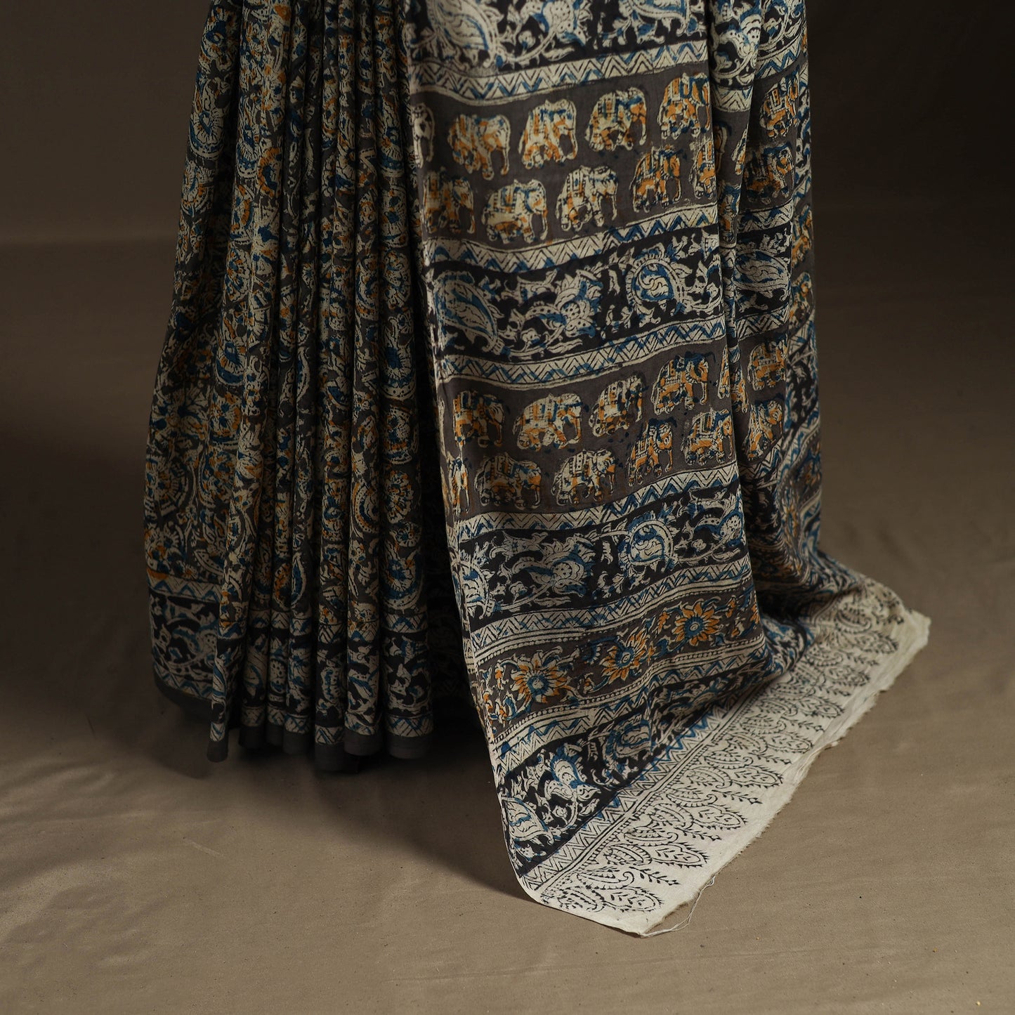 Pedana Hand Block Print Natural Dyed Cotton Kalamkari Saree 54