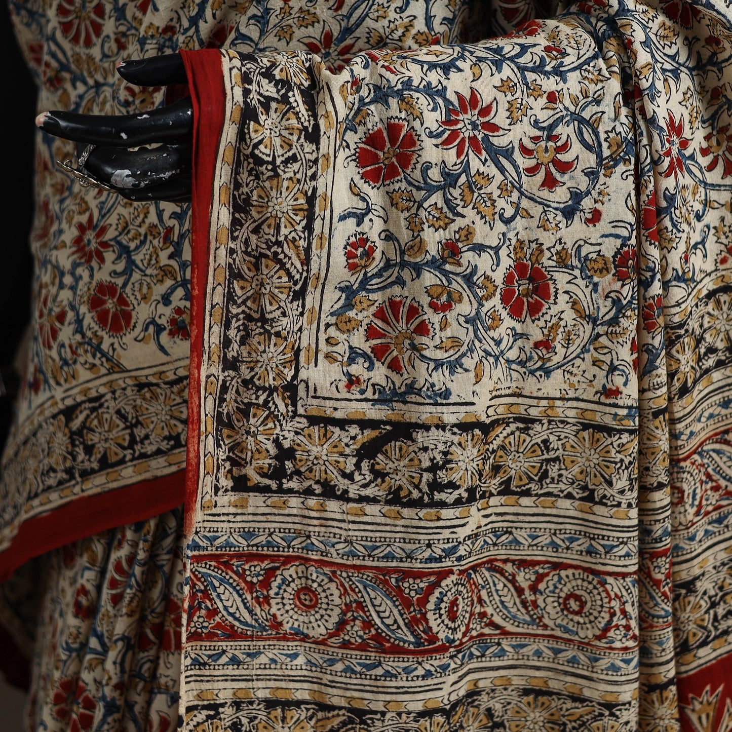 Pedana Hand Block Print Natural Dyed Cotton Kalamkari Saree 55