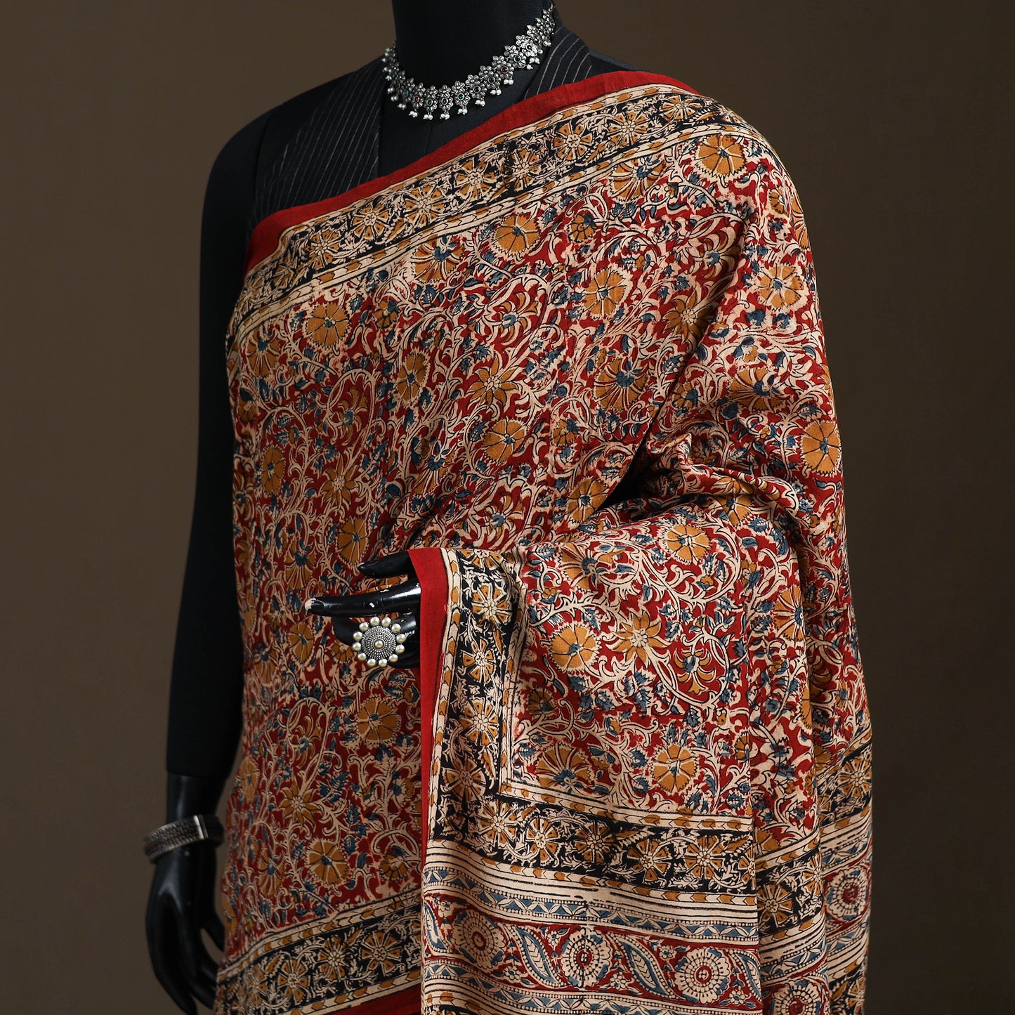 Pedana Hand Block Print Natural Dyed Cotton Kalamkari Saree 56