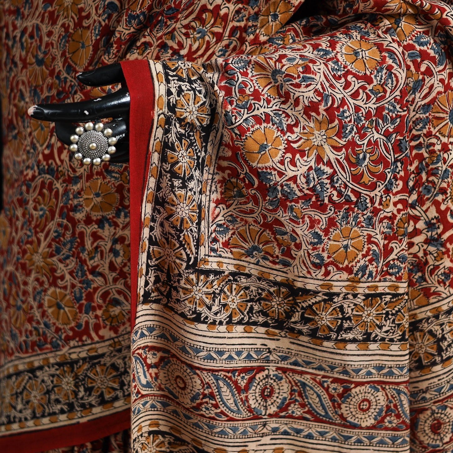 Pedana Hand Block Print Natural Dyed Cotton Kalamkari Saree 56