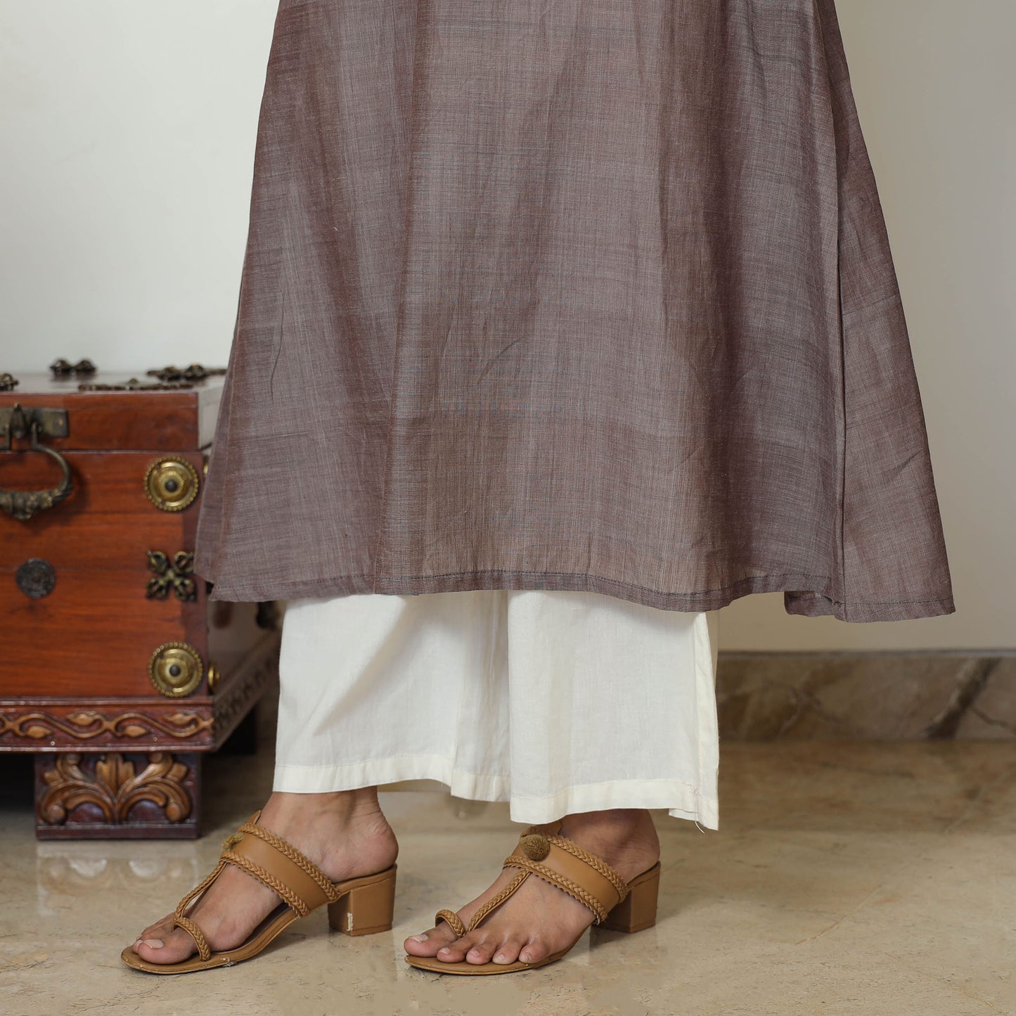 Mangalagiri Handloom Cotton A-Line Kurta with Mashru Patchwork 02