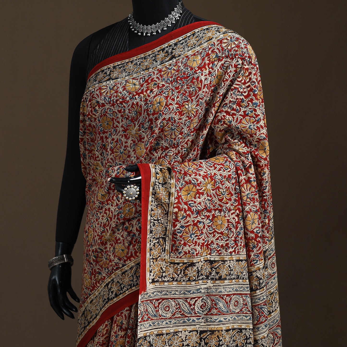 Pedana Hand Block Print Natural Dyed Cotton Kalamkari Saree 59