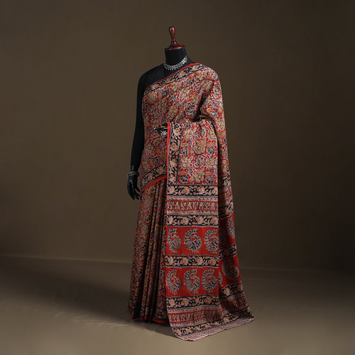 Pedana Hand Block Print Natural Dyed Cotton Kalamkari Saree 60