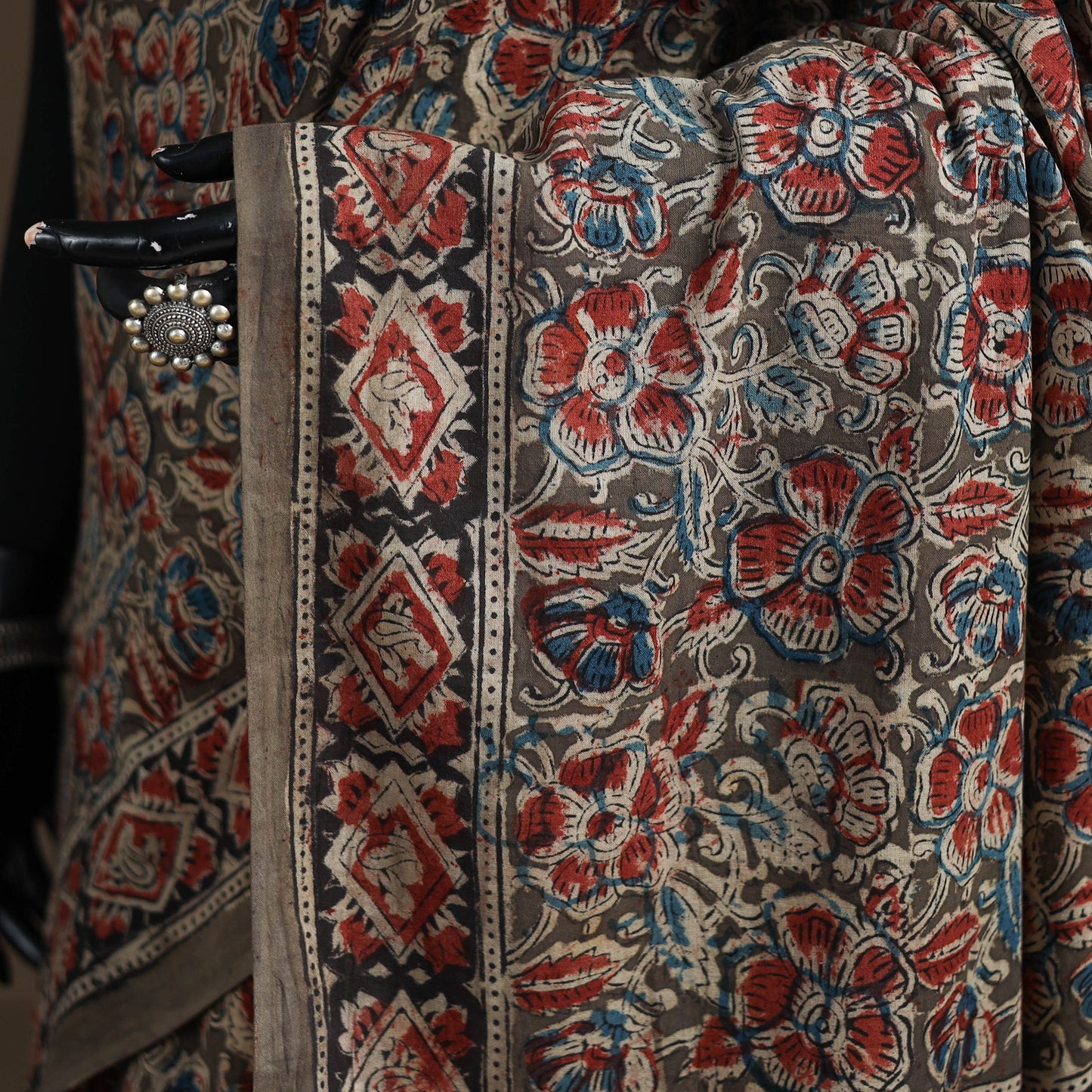 Pedana Hand Block Print Natural Dyed Cotton Kalamkari Saree 61