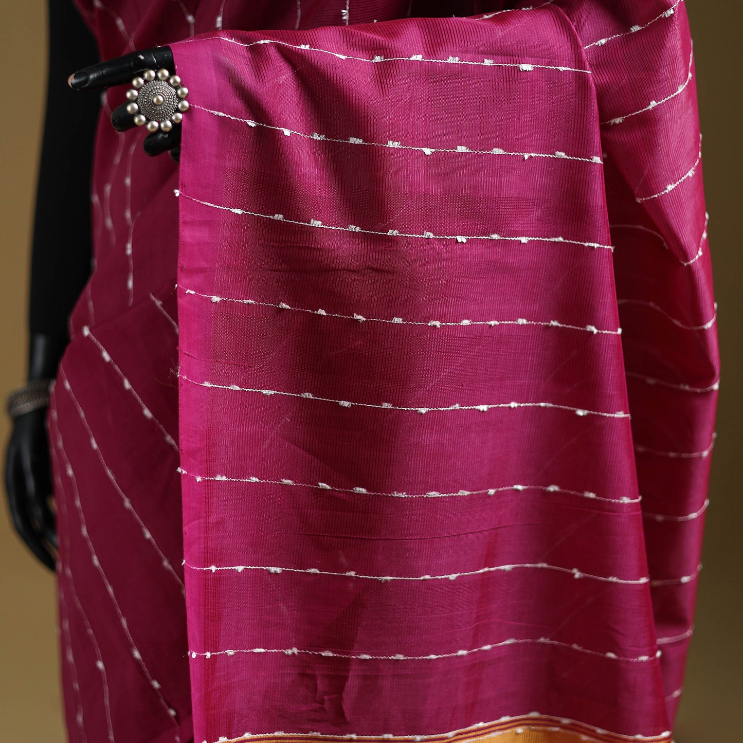 Purple - Pure Handwoven Mangalagiri Silk Cotton Pattu Saree 14