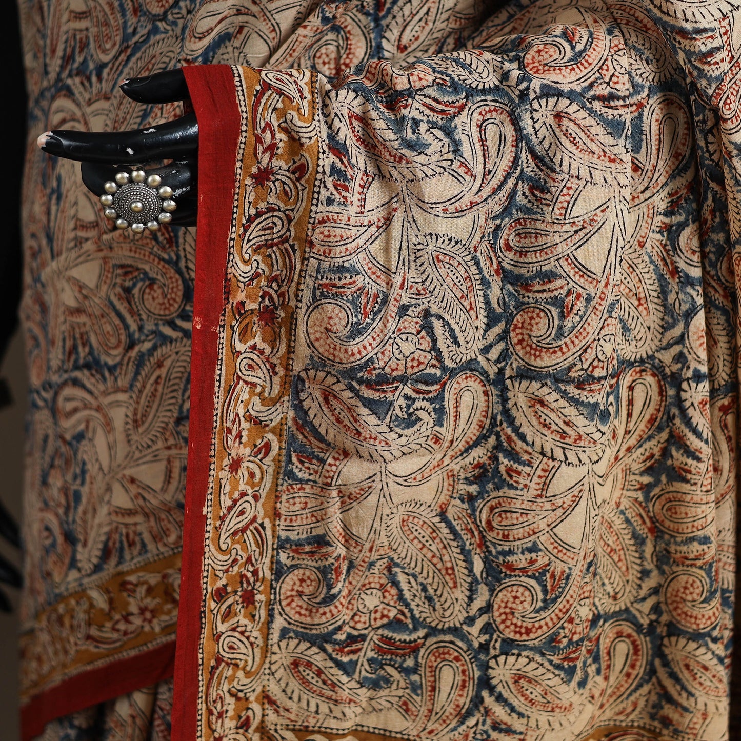 Pedana Hand Block Print Natural Dyed Cotton Kalamkari Saree 64