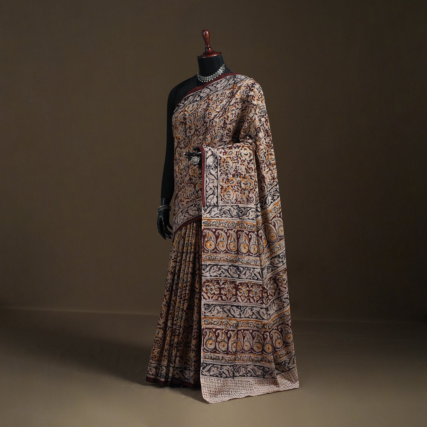 Pedana Hand Block Print Natural Dyed Cotton Kalamkari Saree 66
