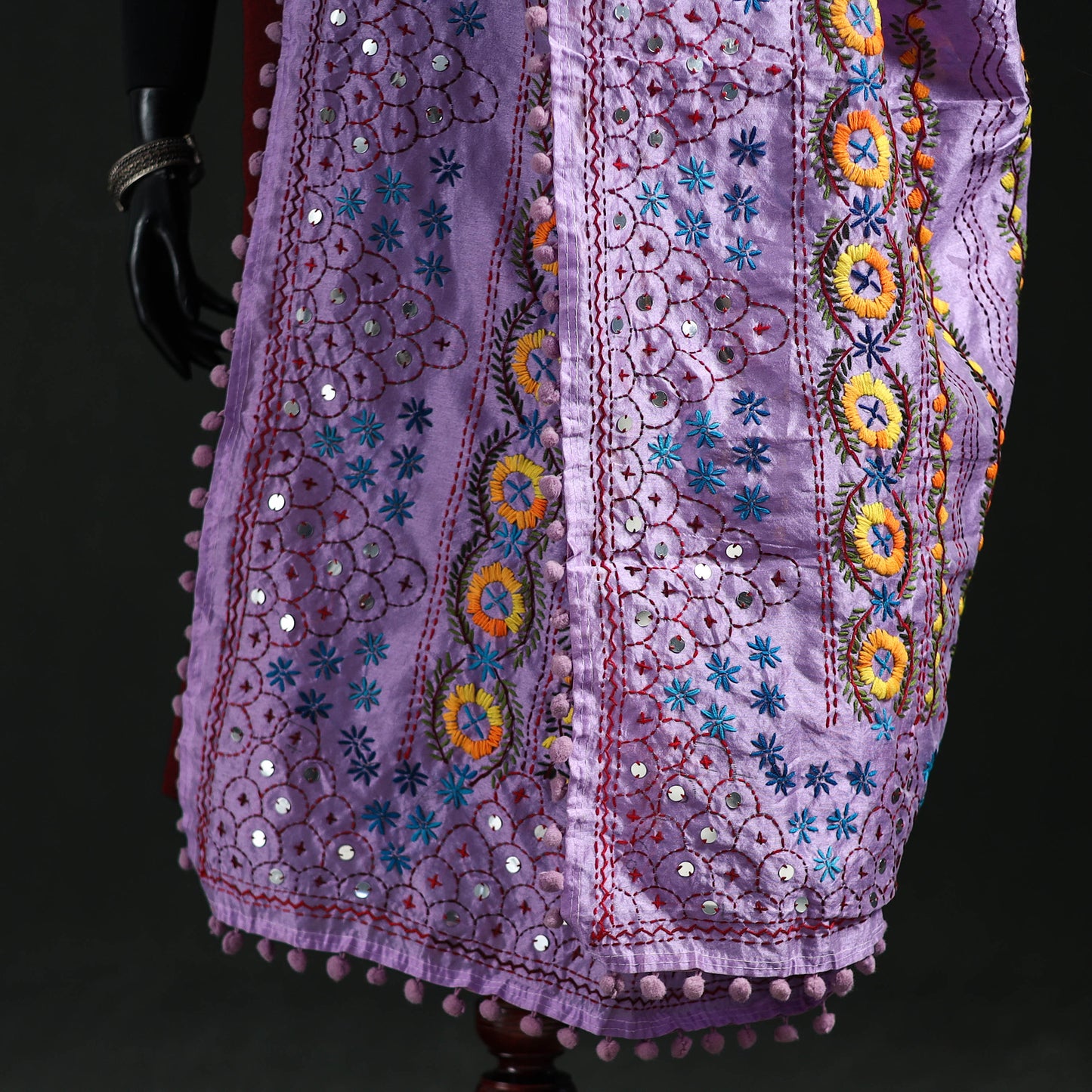 Phulkari Hand Embroidered Chanderi Silk Dupatta 38