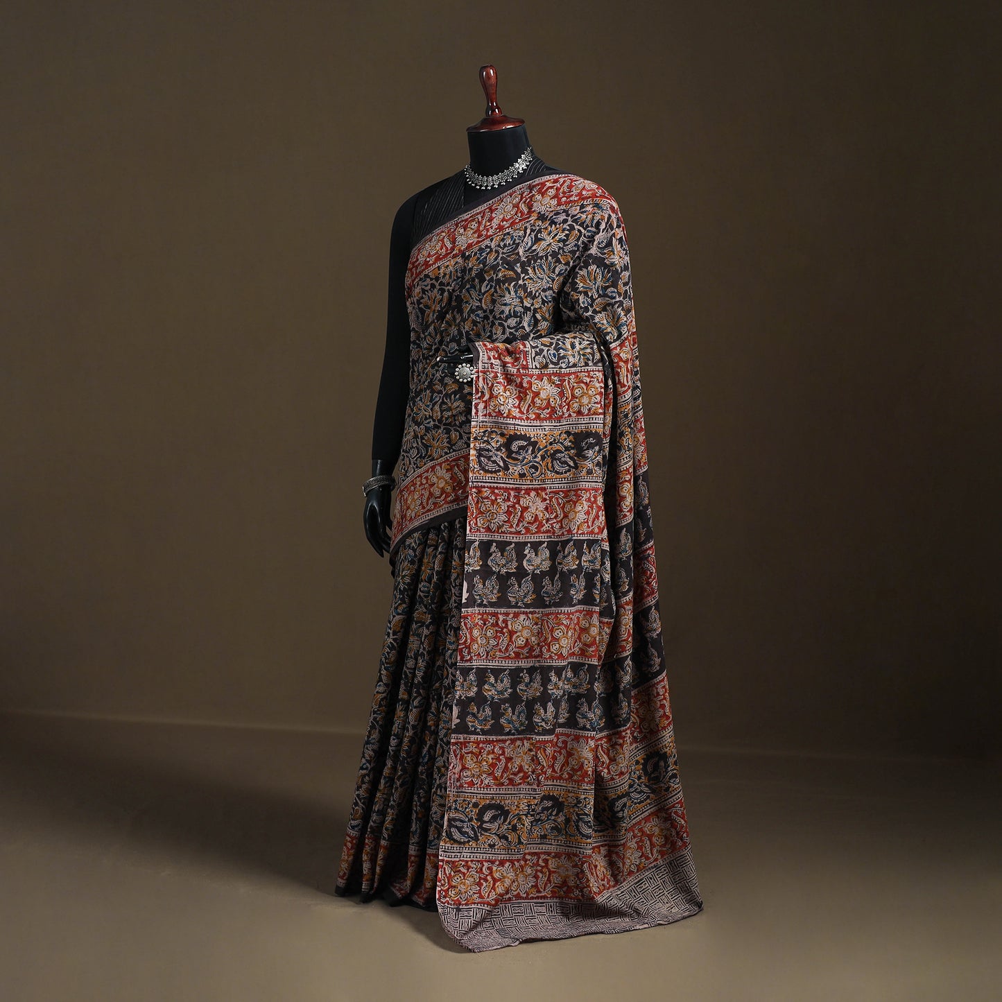 Pedana Hand Block Print Natural Dyed Cotton Kalamkari Saree 67