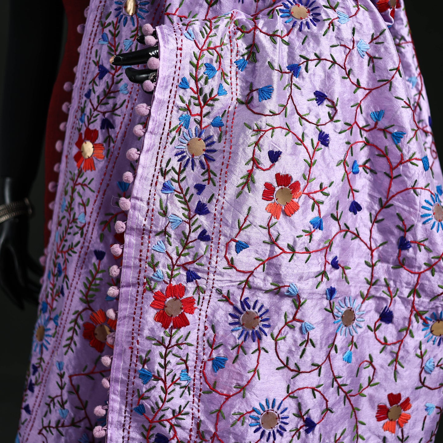 Phulkari Hand Embroidered Chanderi Silk Dupatta 40