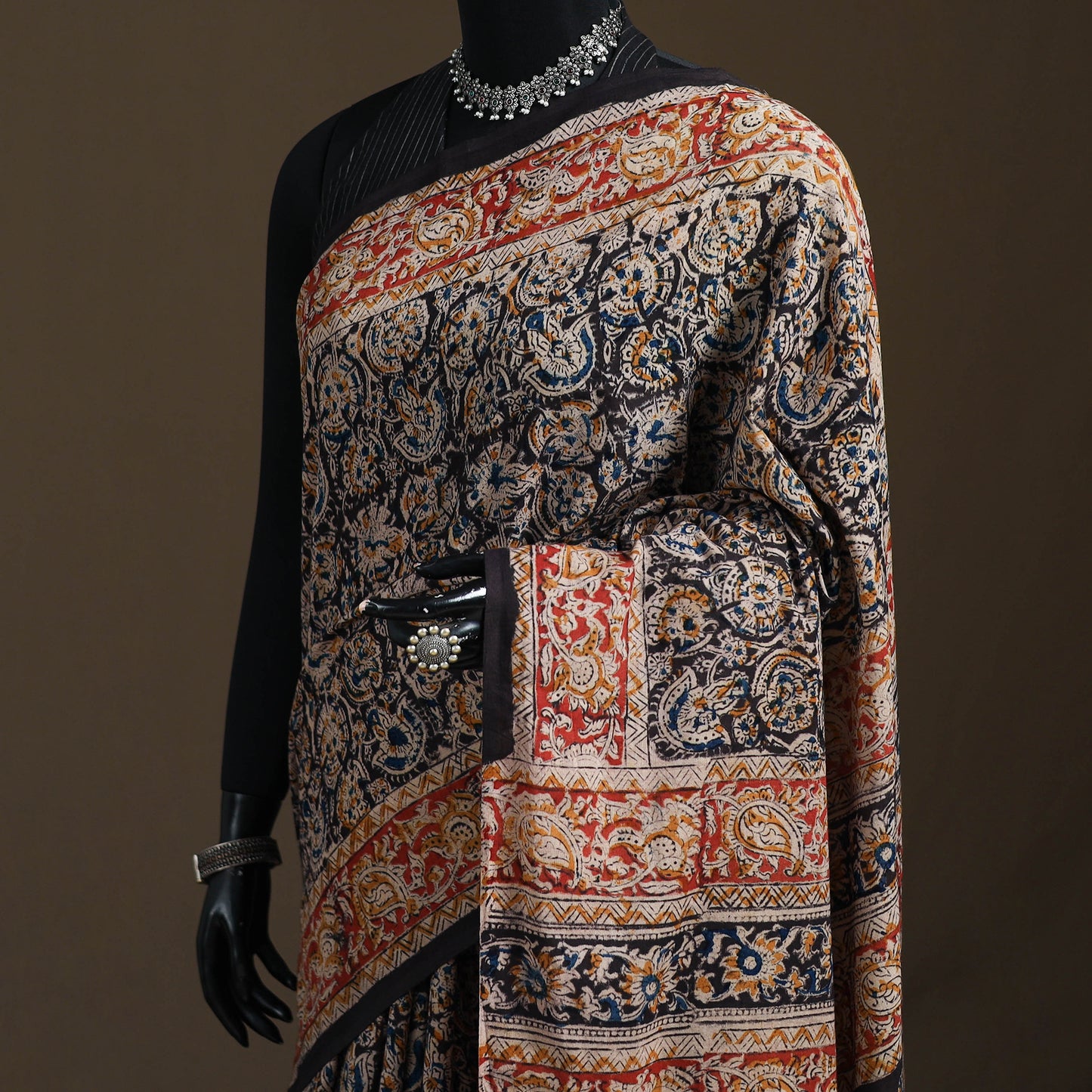 Pedana Hand Block Print Natural Dyed Cotton Kalamkari Saree 68