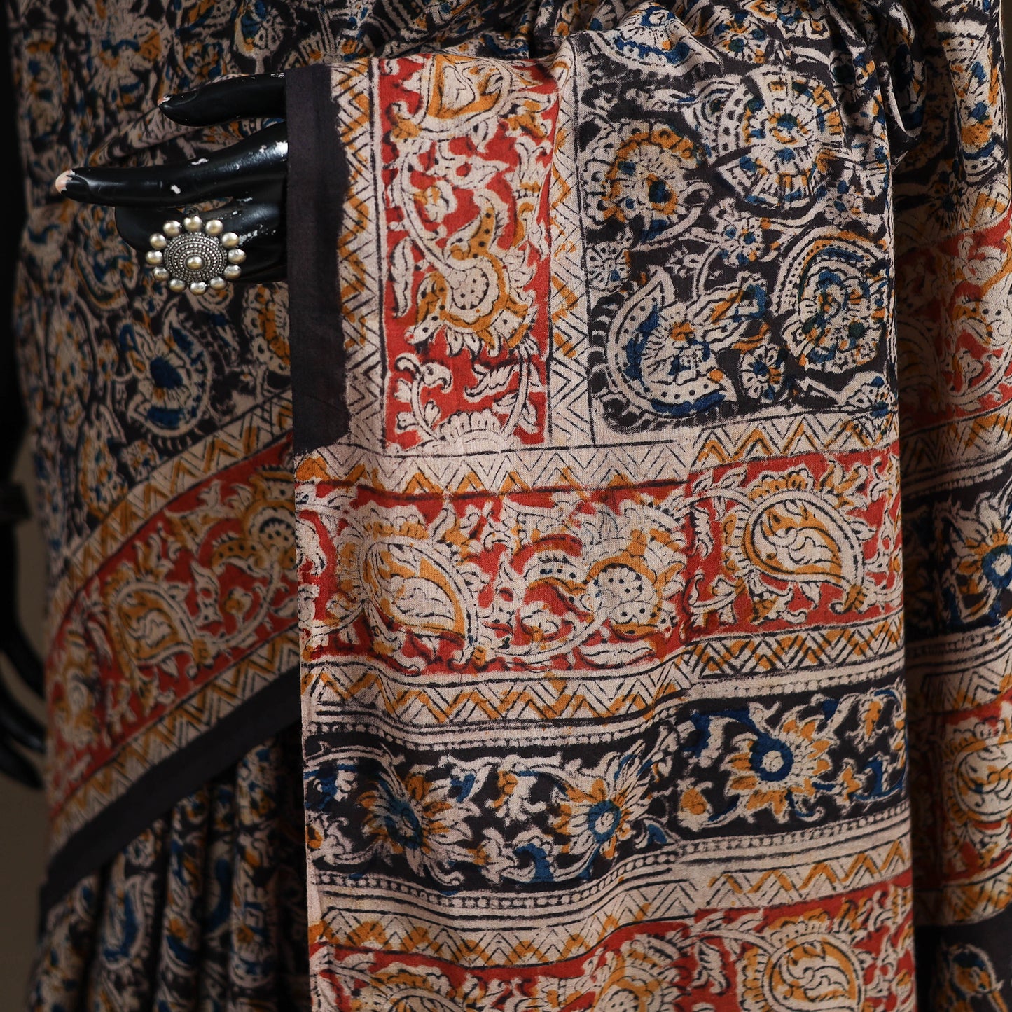 Pedana Hand Block Print Natural Dyed Cotton Kalamkari Saree 68