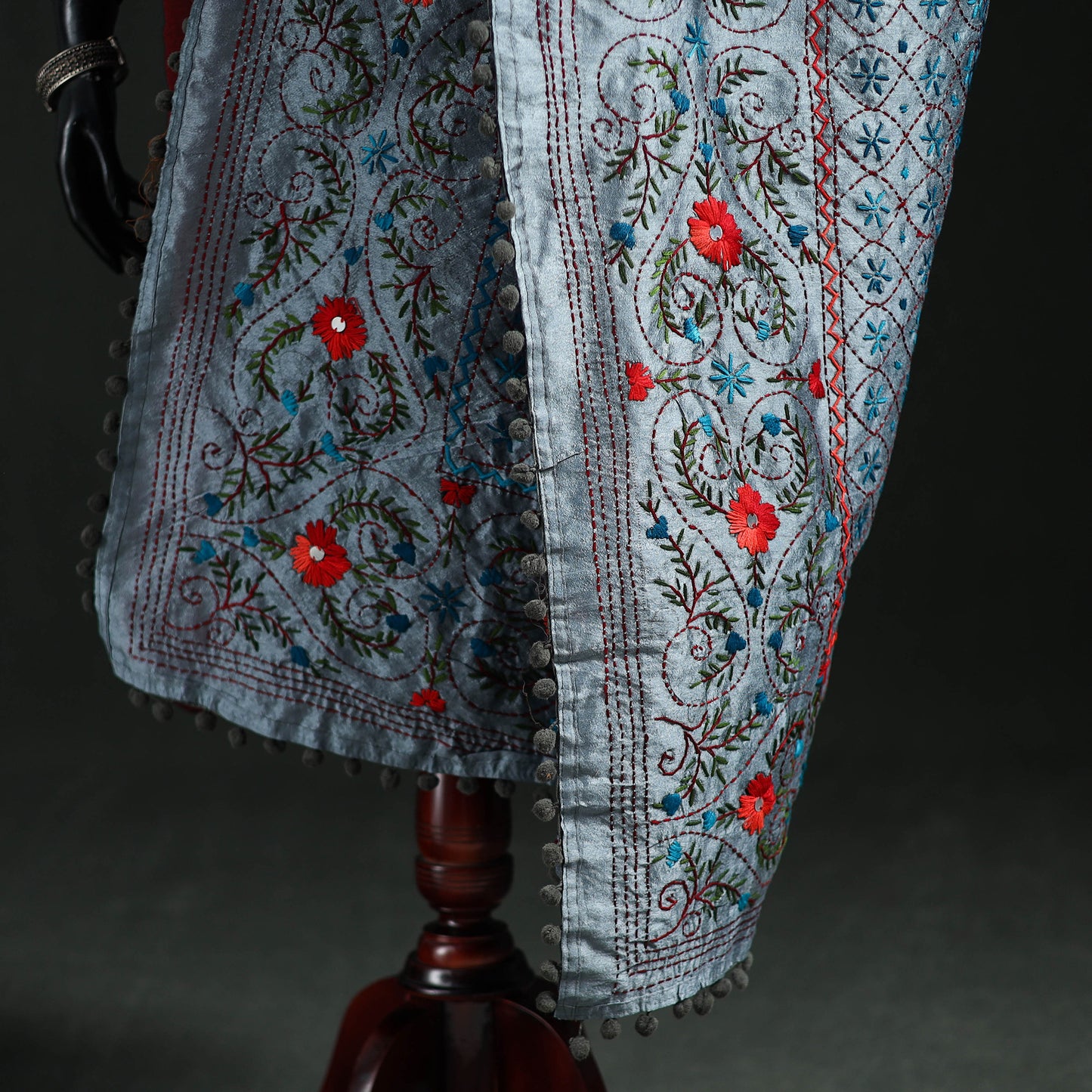 Phulkari Hand Embroidered Chanderi Silk Dupatta 42