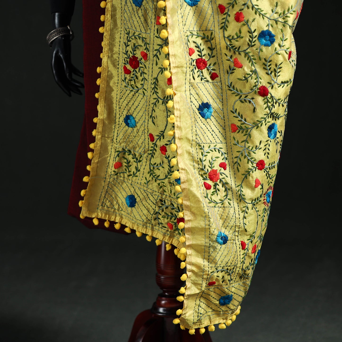 Phulkari Hand Embroidered Chanderi Silk Dupatta 50
