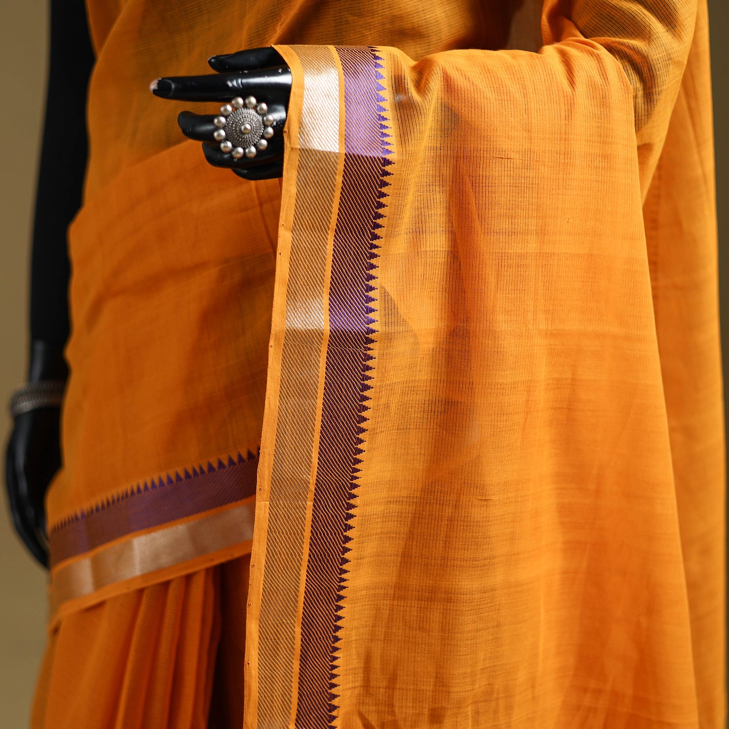 Yellow - Pure Handwoven Mangalagiri Cotton Saree with Zari Border 39