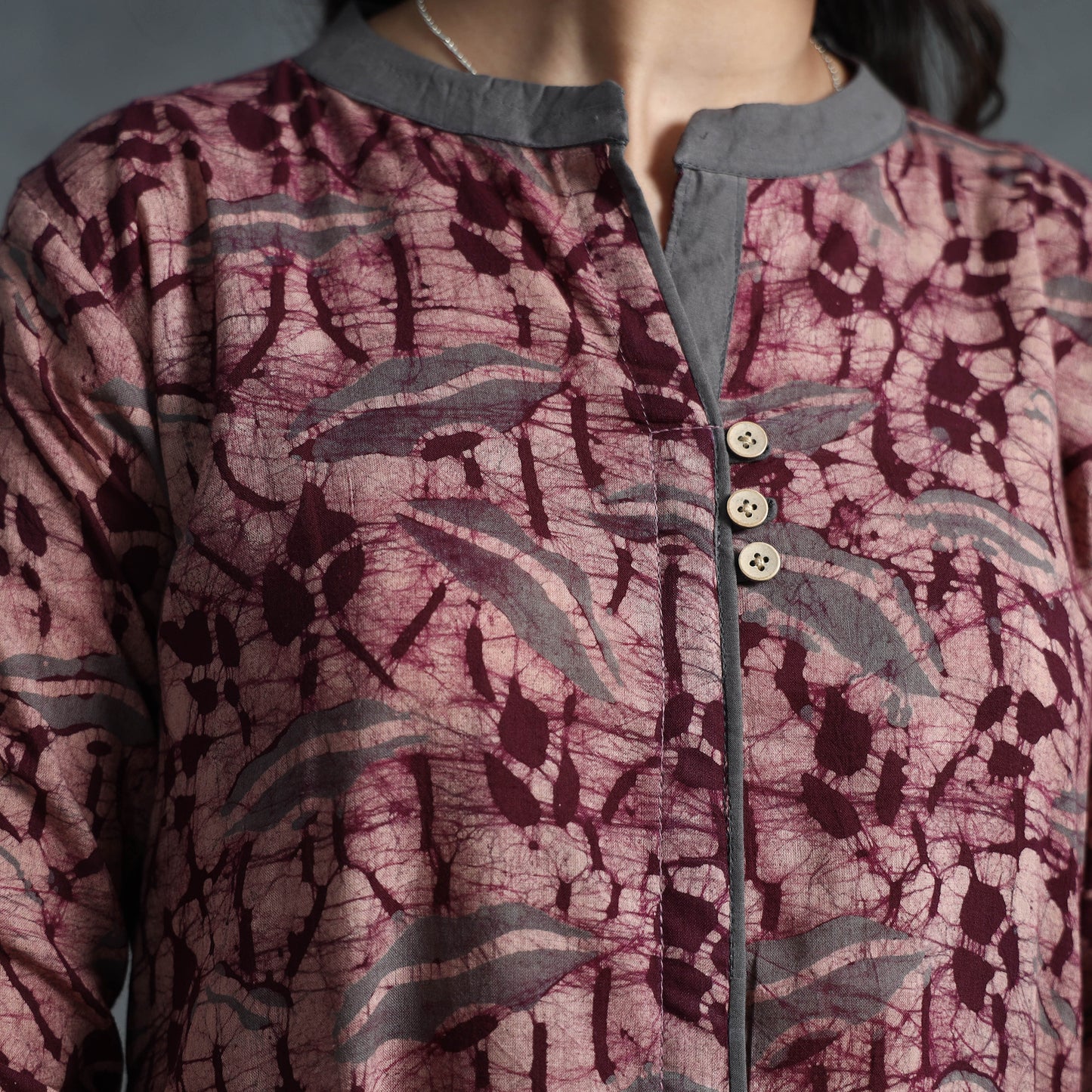 Purple - Hand Batik Printed Cotton Kurta