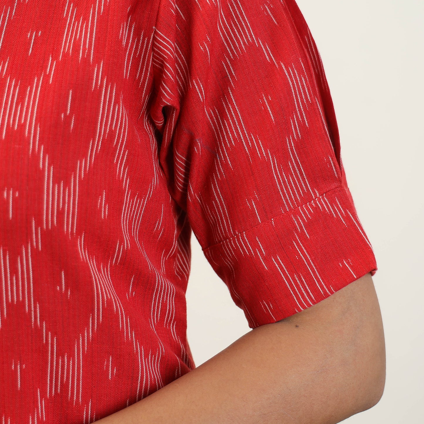 Red - Pochampally Ikat Weave Cotton Dress 03
