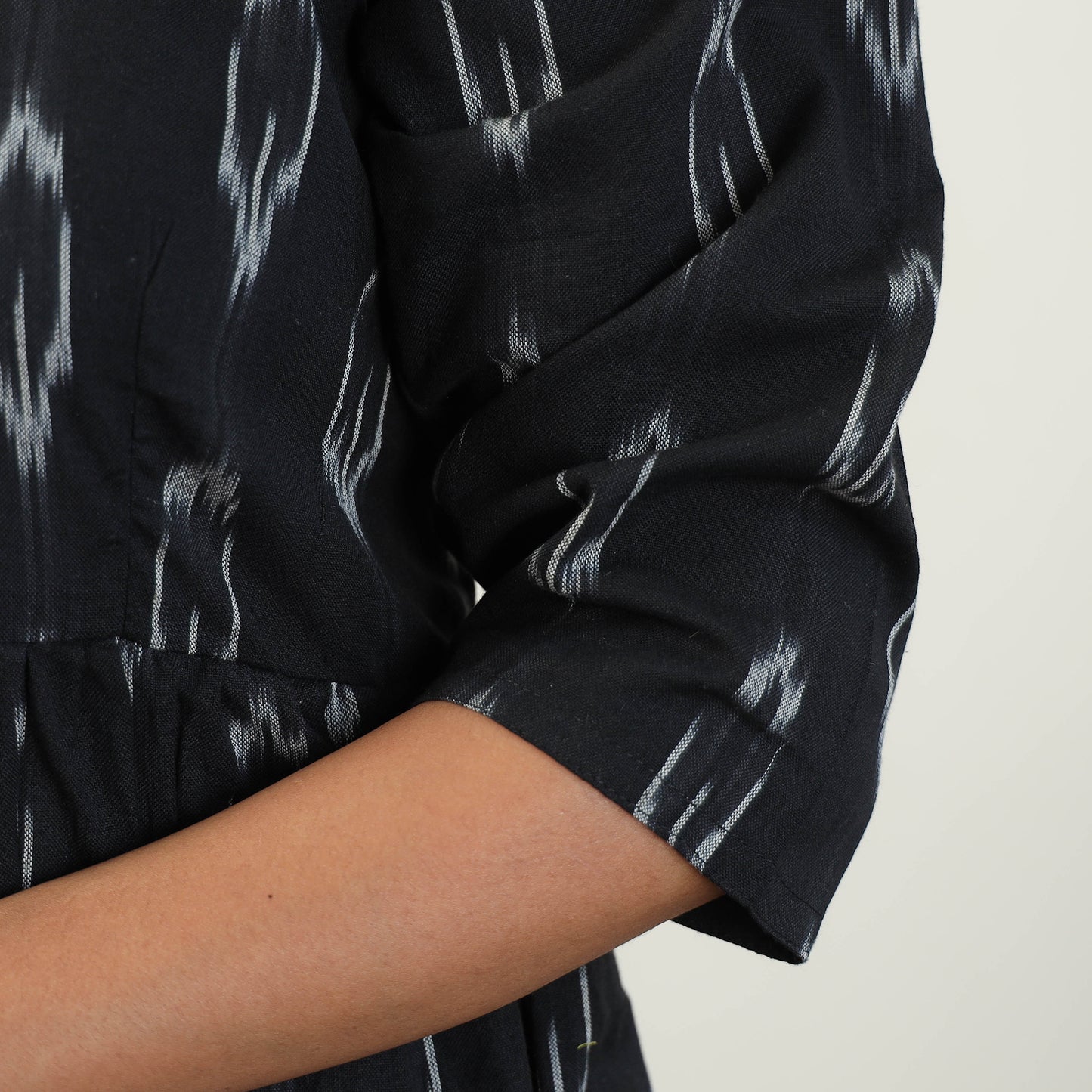 Black - Pochampally Ikat Weave Cotton Dress 09