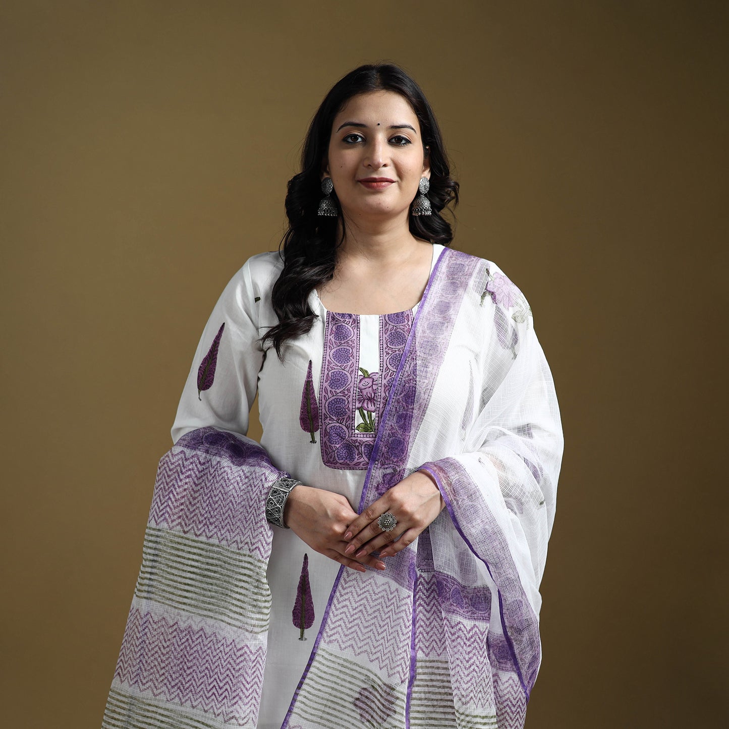 Sanganeri Hand Block Print Cotton Suit Set with Dupatta for women 01
