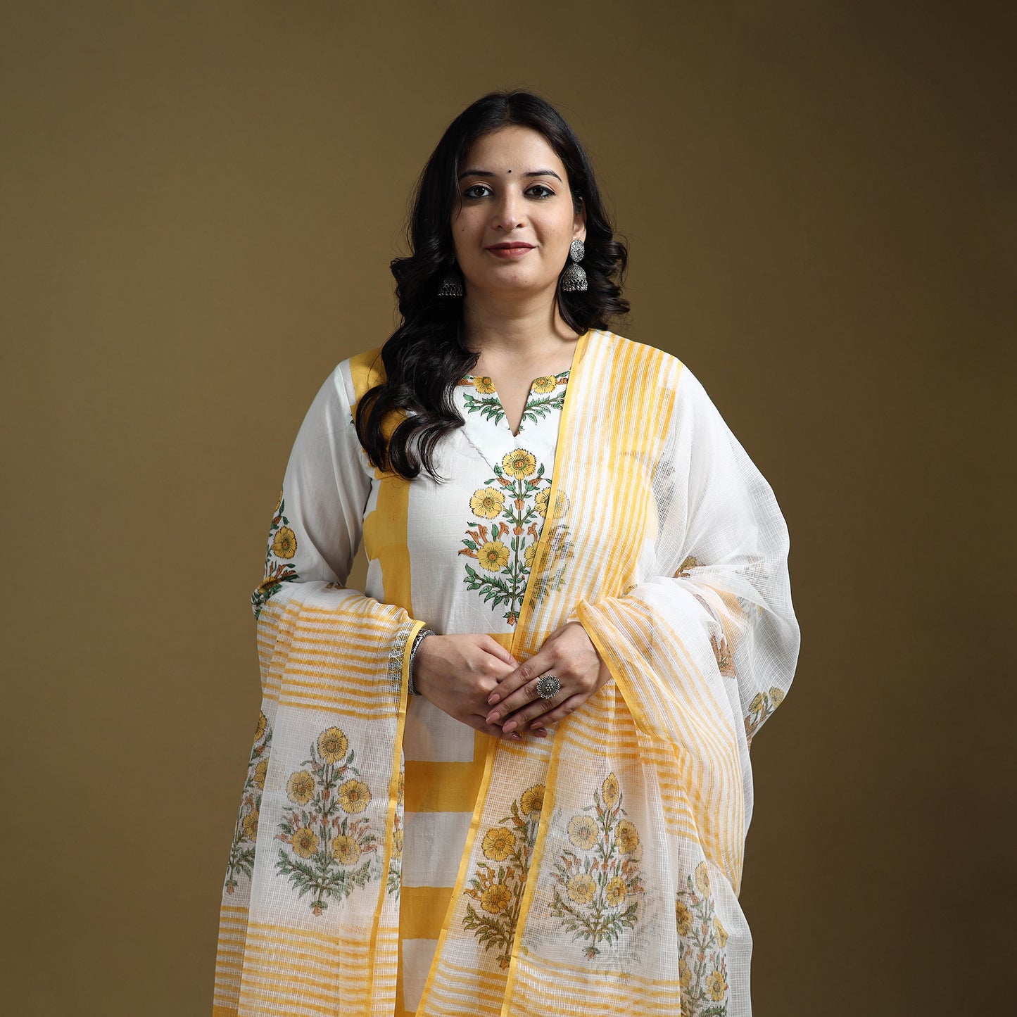 Sanganeri Hand Block Print Cotton Suit Set with Dupatta for women 10