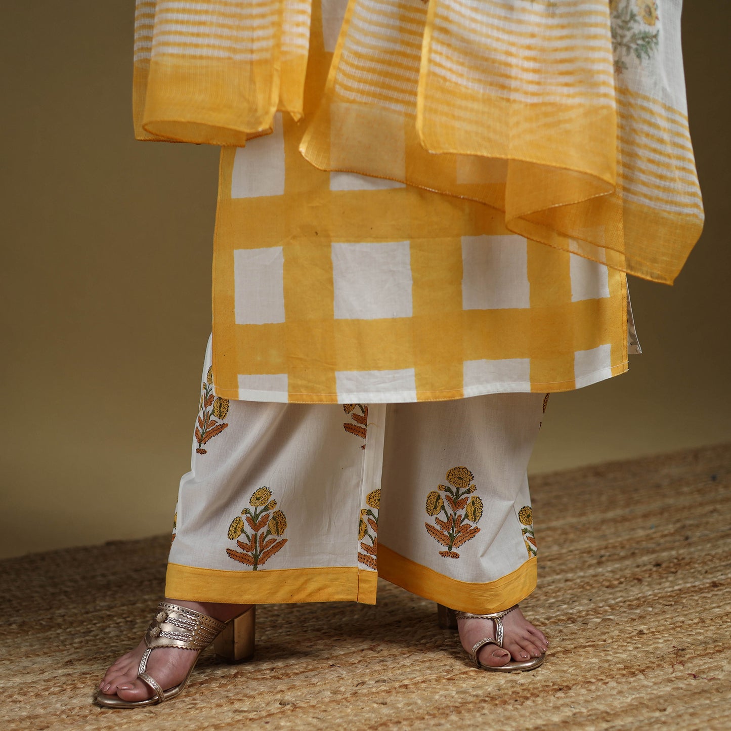Sanganeri Hand Block Print Cotton Suit Set with Dupatta for women 10