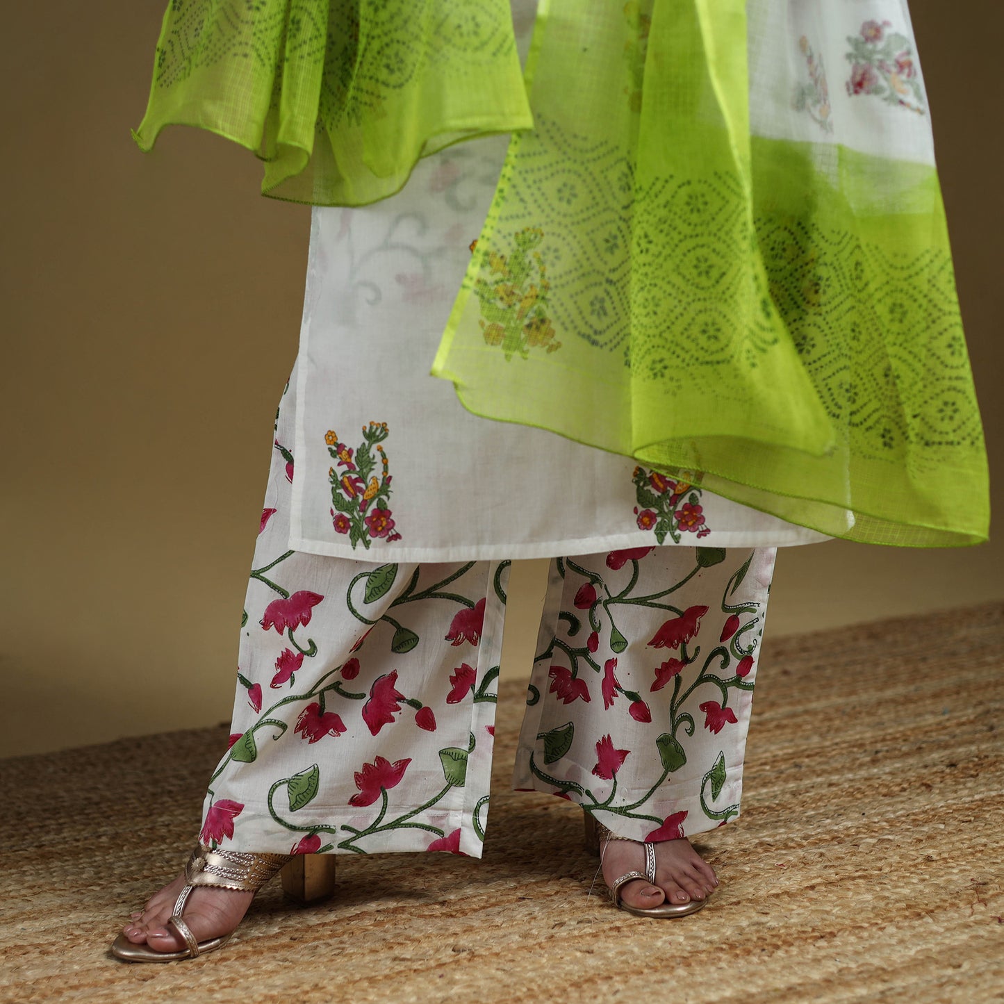 Sanganeri Hand Block Print Cotton Suit Set with Dupatta for women 07