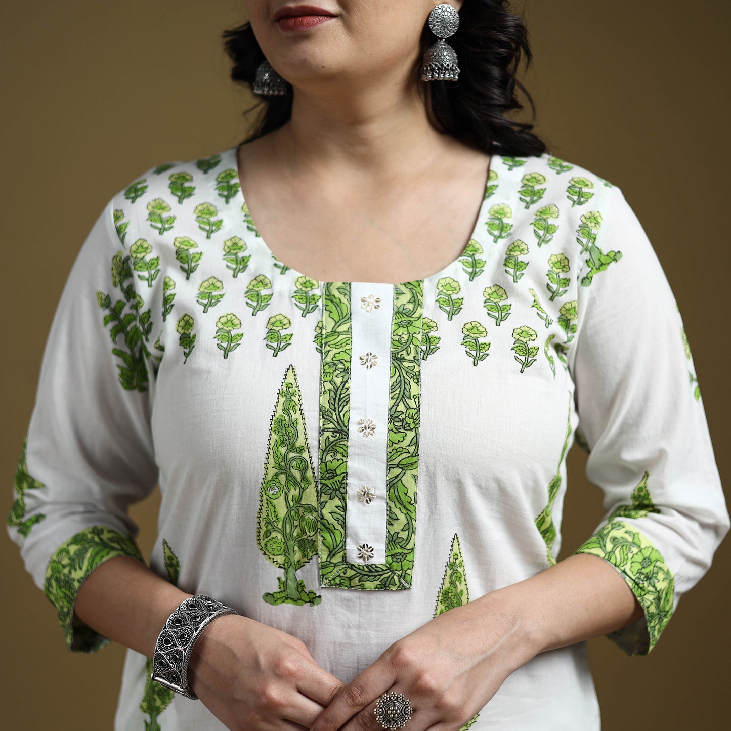 Sanganeri Hand Block Print Cotton Suit Set with Dupatta for women 02