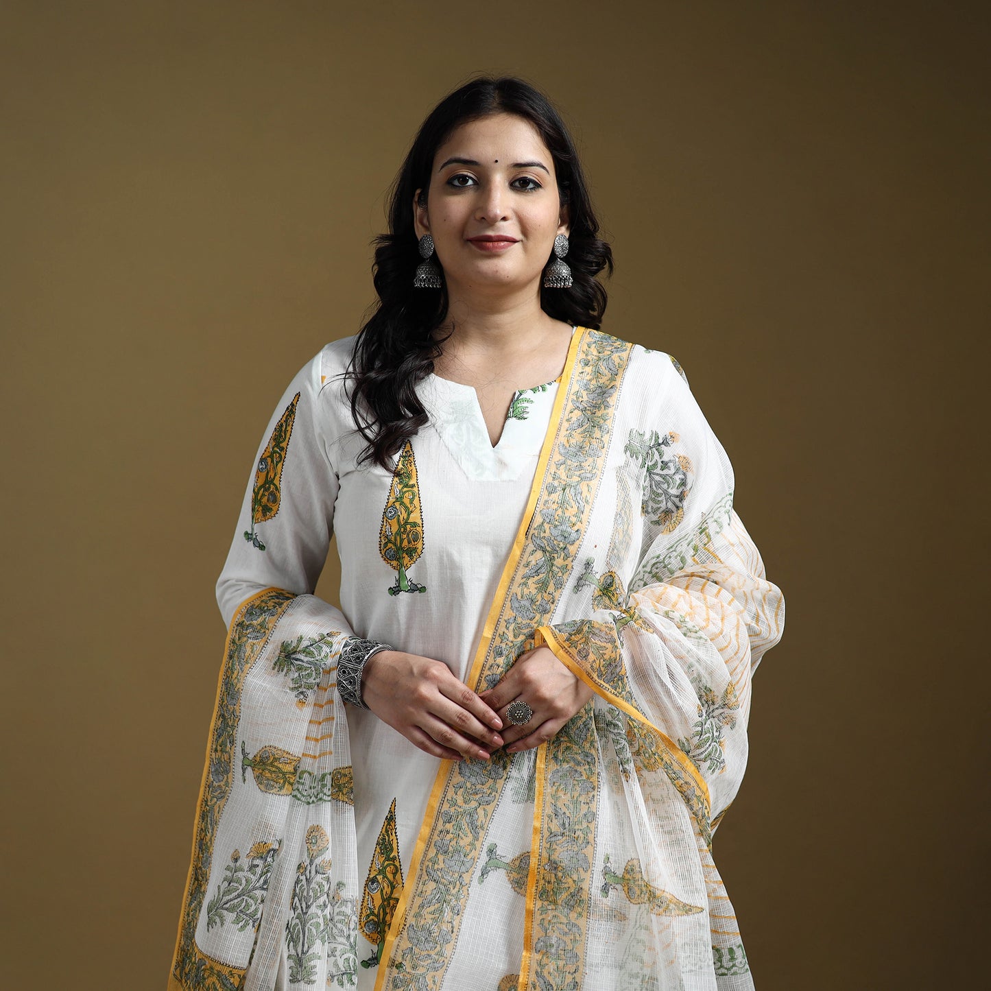 Sanganeri Hand Block Print Cotton Suit Set with Dupatta for women 08