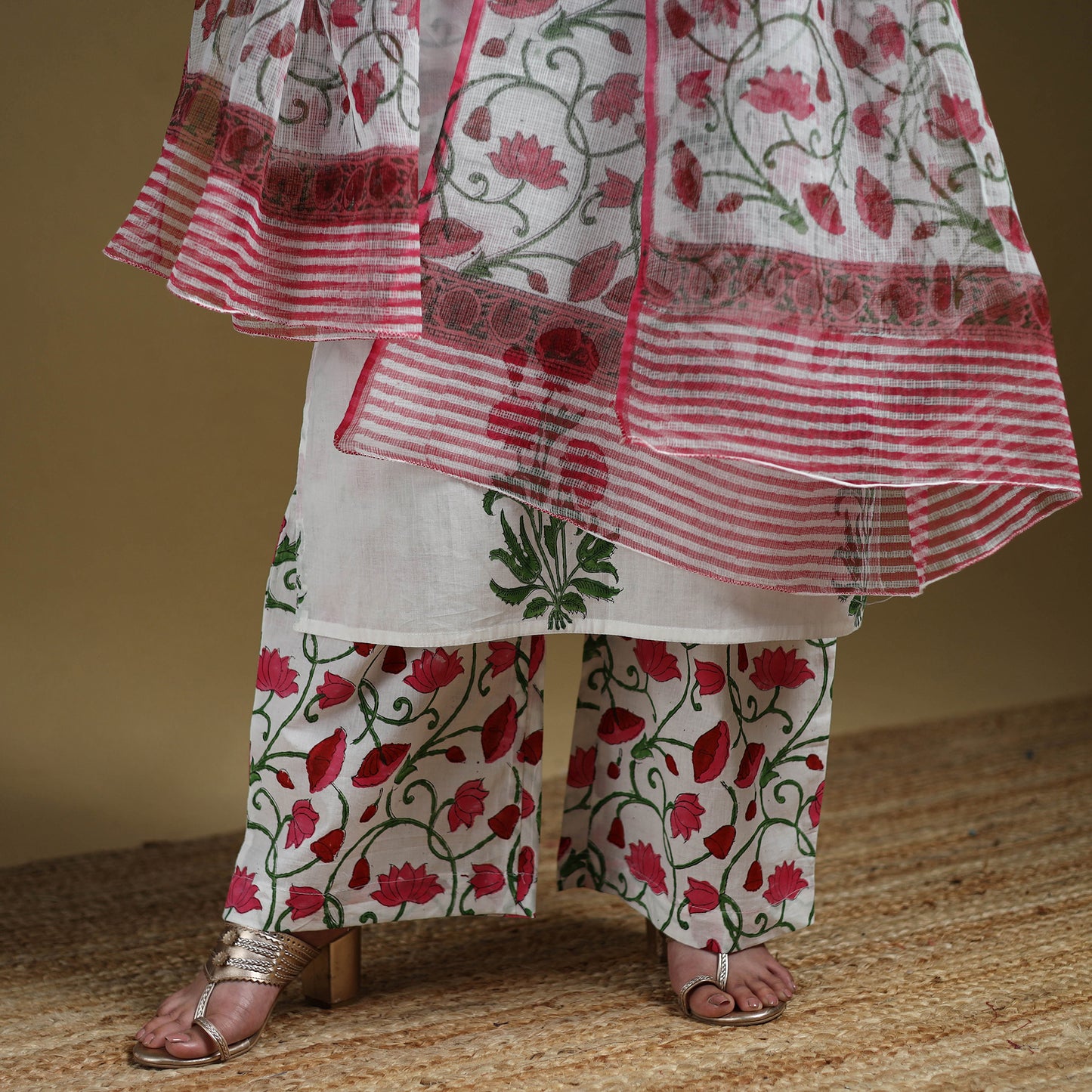 Sanganeri Hand Block Print Cotton Suit Set with Dupatta for women 03