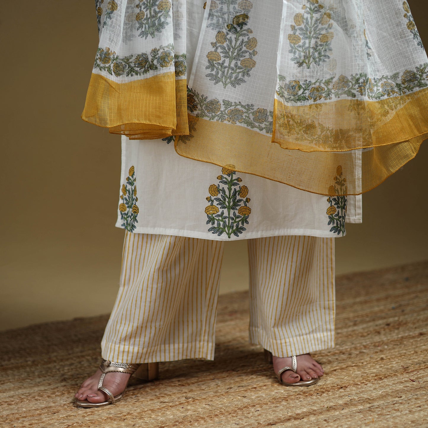 Sanganeri Hand Block Print Cotton Suit Set with Dupatta for women 05