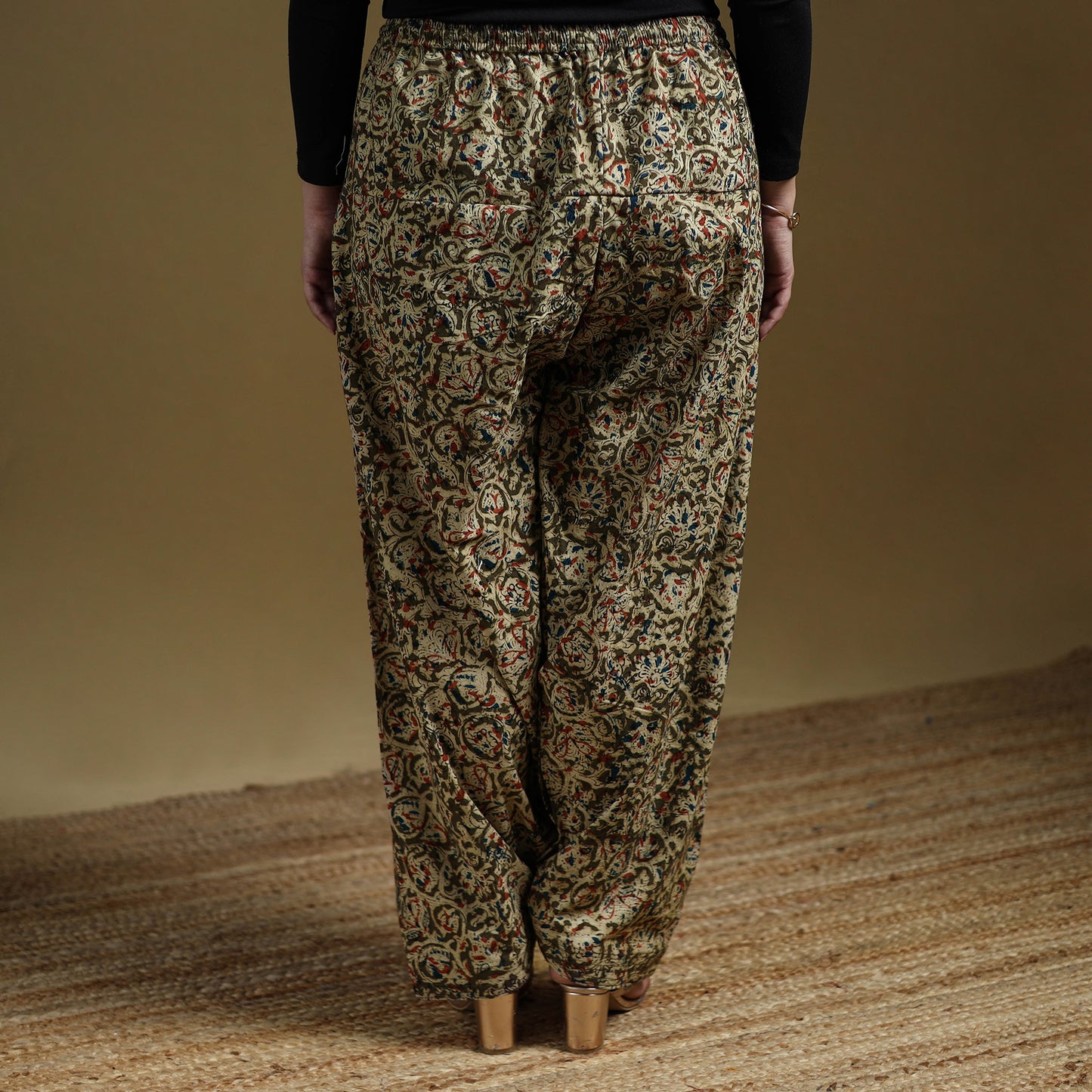Green - Pedana Kalamkari Hand Block Print Natural Dyed Cotton Salwar 13