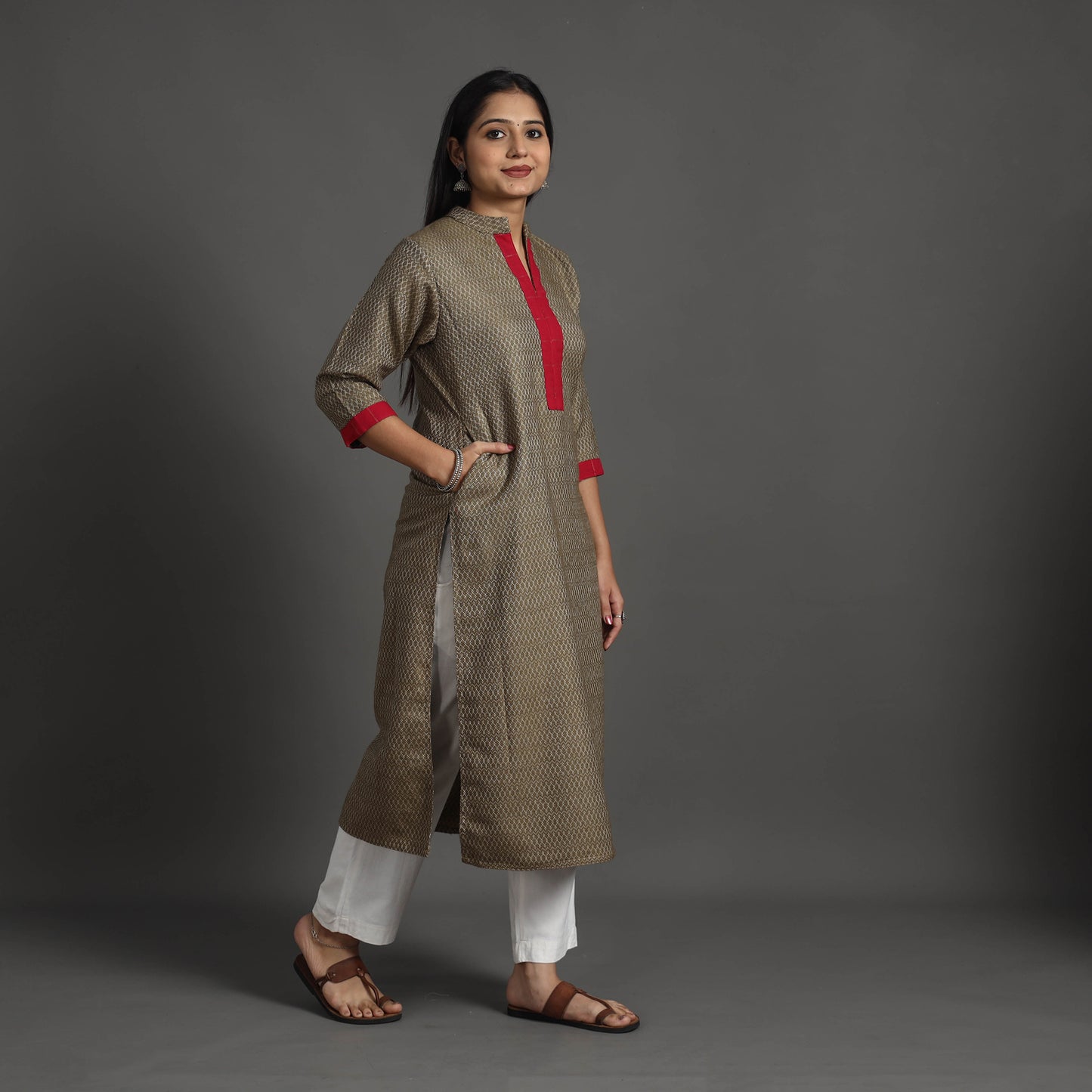 Buy Zeenat Brown Merino Woolen Kurta