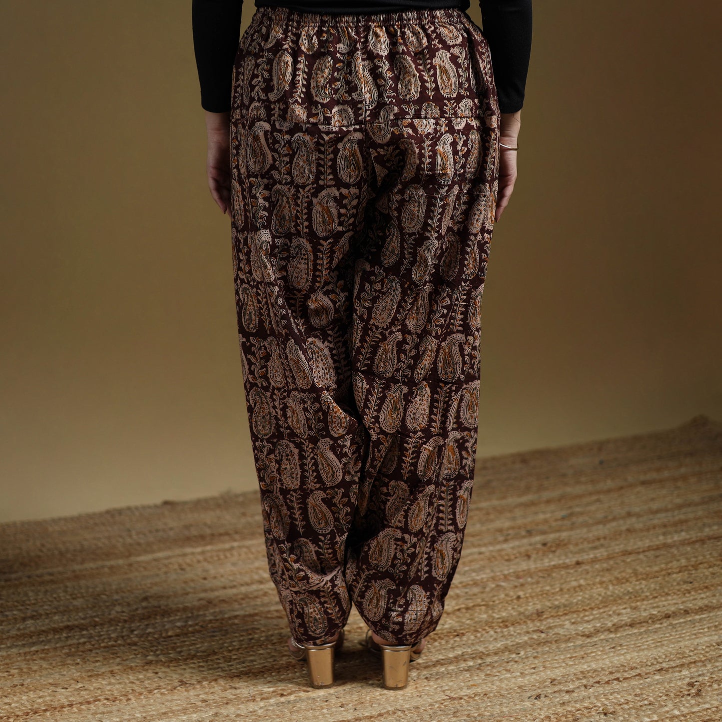 Maroon - Pedana Kalamkari Hand Block Print Natural Dyed Cotton Salwar 08
