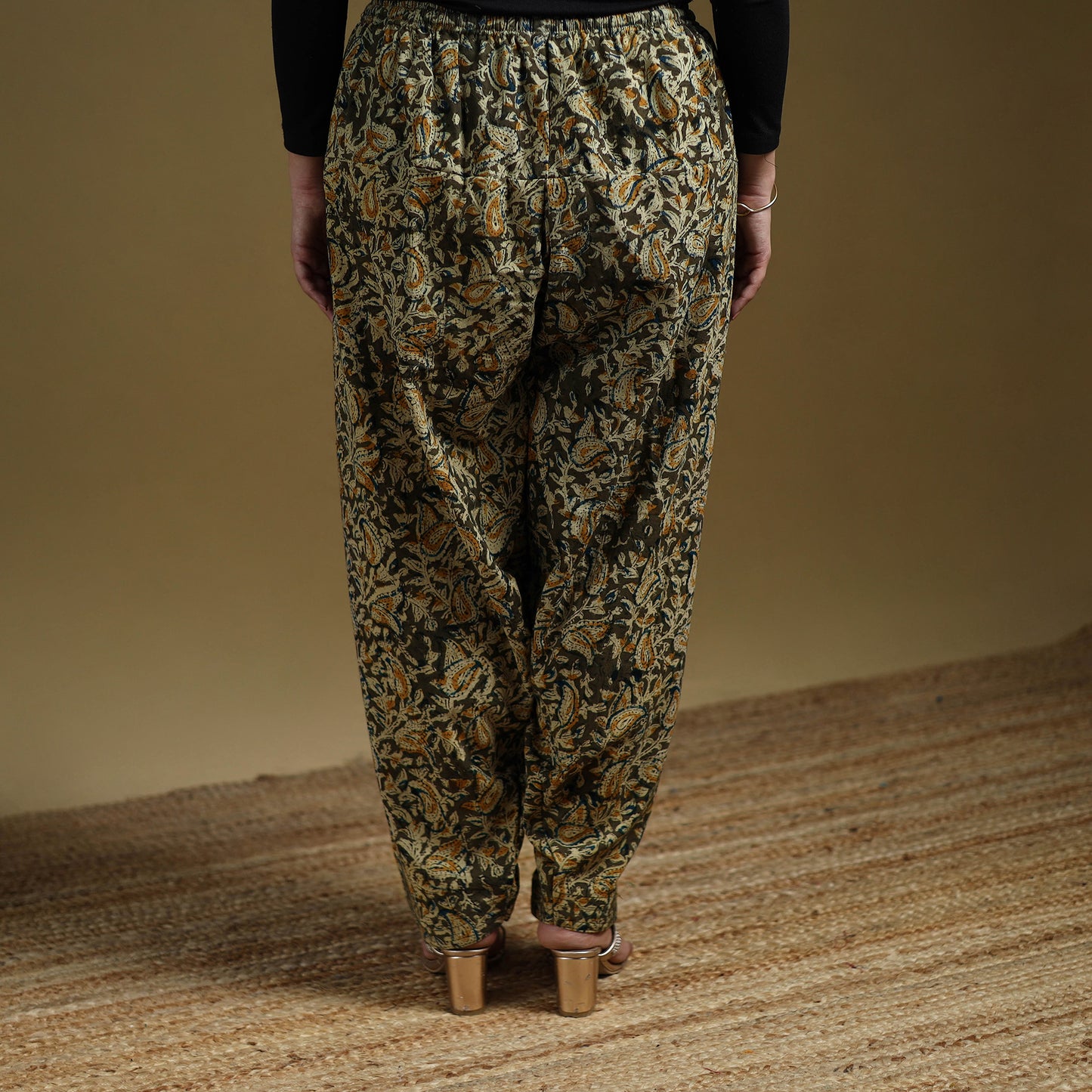 Green - Pedana Kalamkari Hand Block Print Natural Dyed Cotton Salwar 02