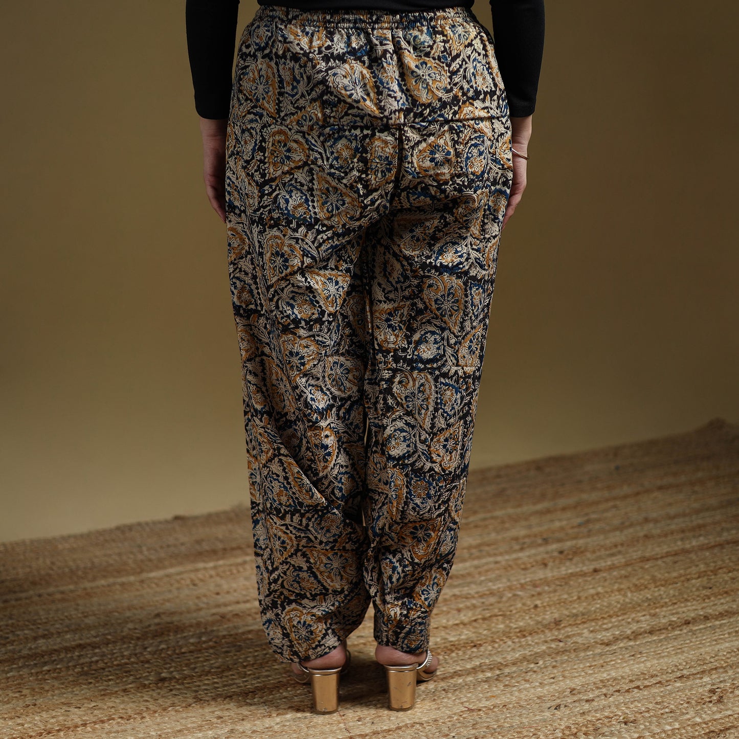 Black - Pedana Kalamkari Hand Block Print Natural Dyed Cotton Salwar 18