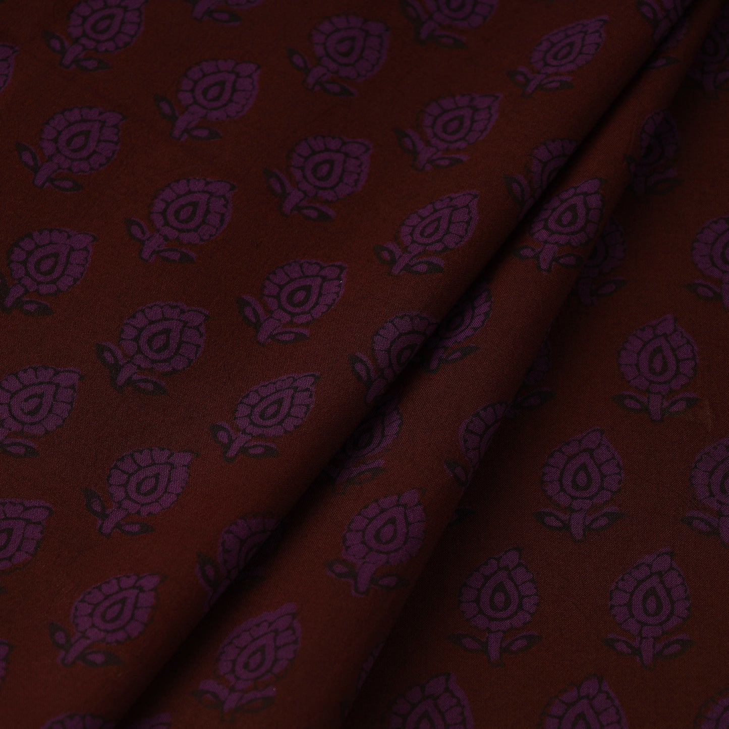 Maroon Bagh Hand Block Print Natural Dyed Cotton Fabric