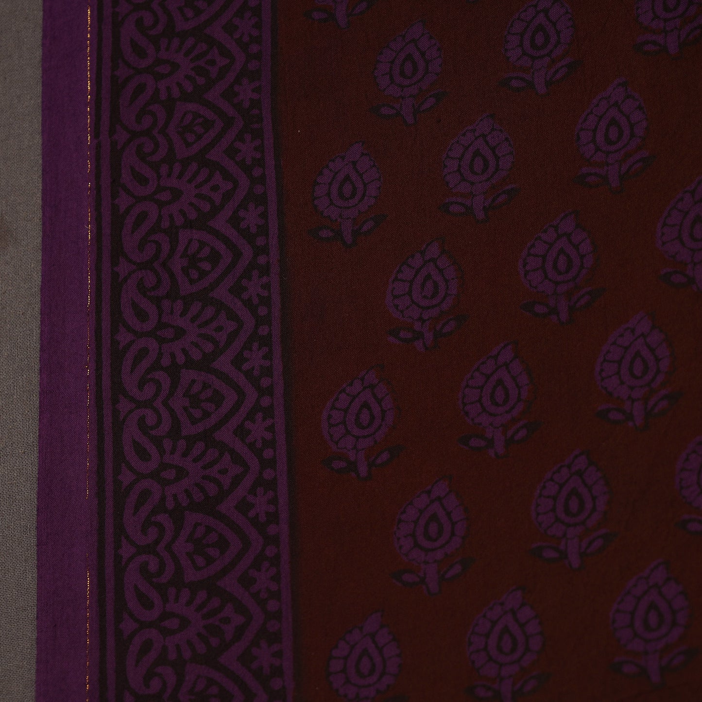 Maroon Bagh Hand Block Print Natural Dyed Cotton Fabric