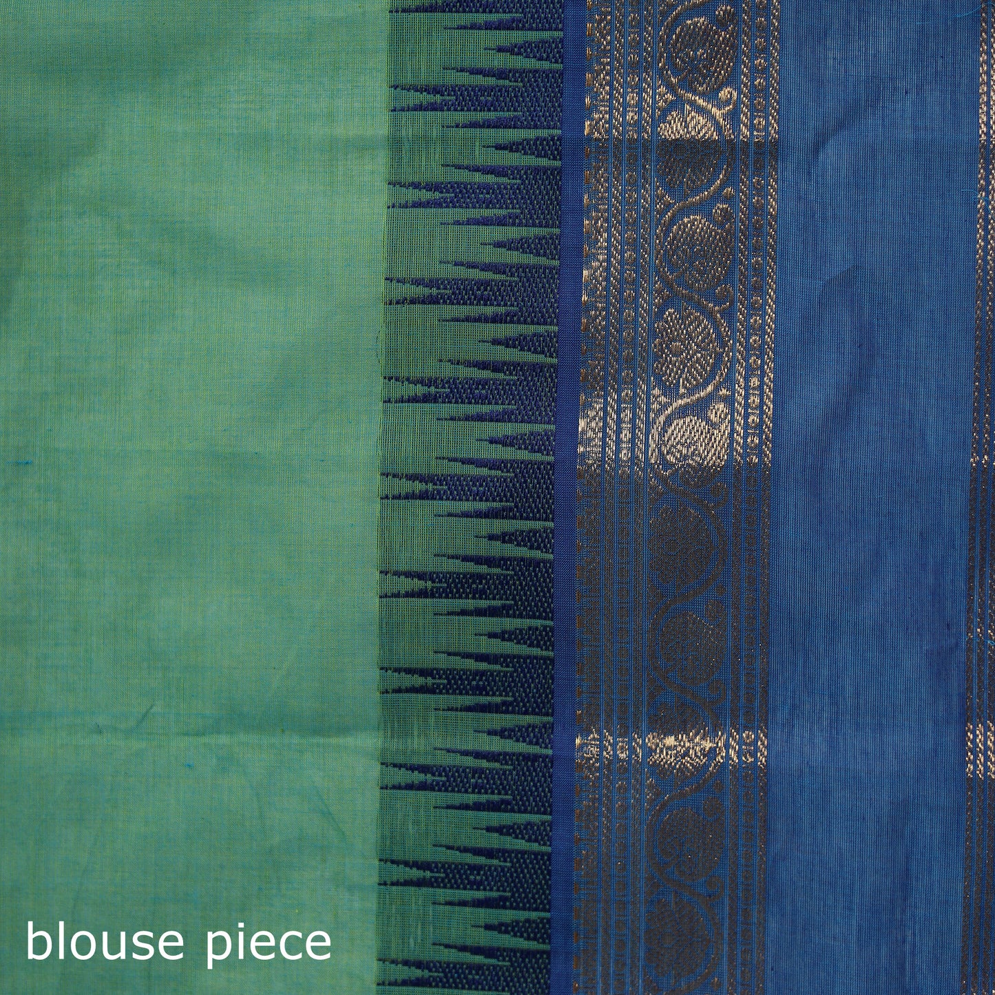 Green - Kanchipuram Buti Cotton Saree with Border 12