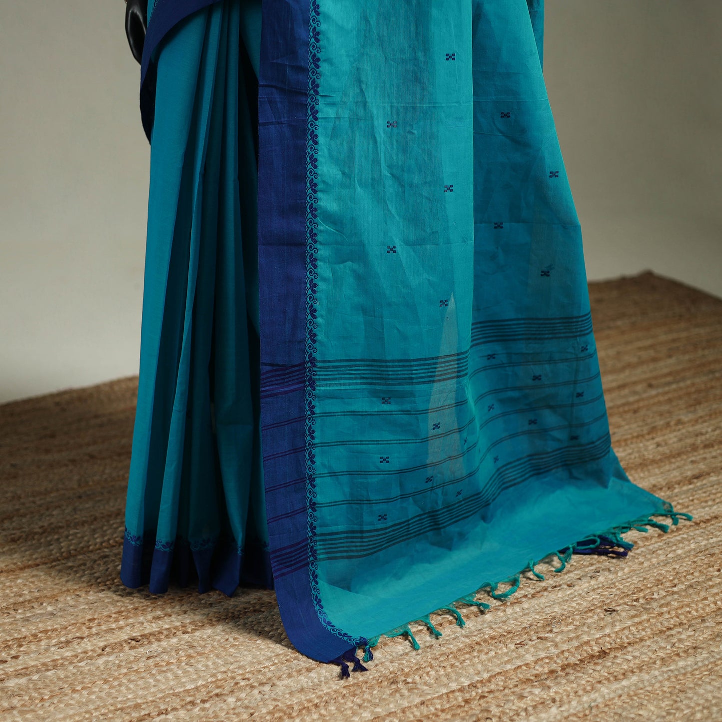 Blue - Kanchipuram Buti Cotton Saree with Border 23