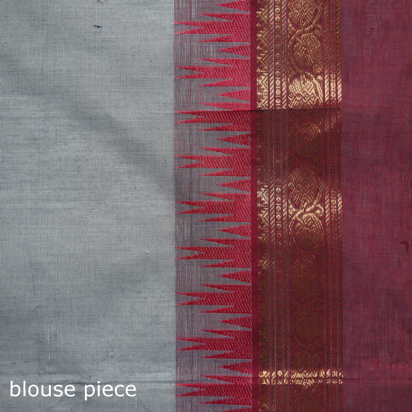 Grey - Kanchipuram Buti Cotton Saree with Border 32