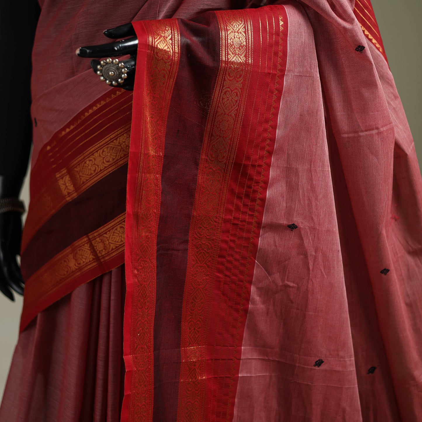 Pink - Kanchipuram Buti Cotton Saree with Border 38