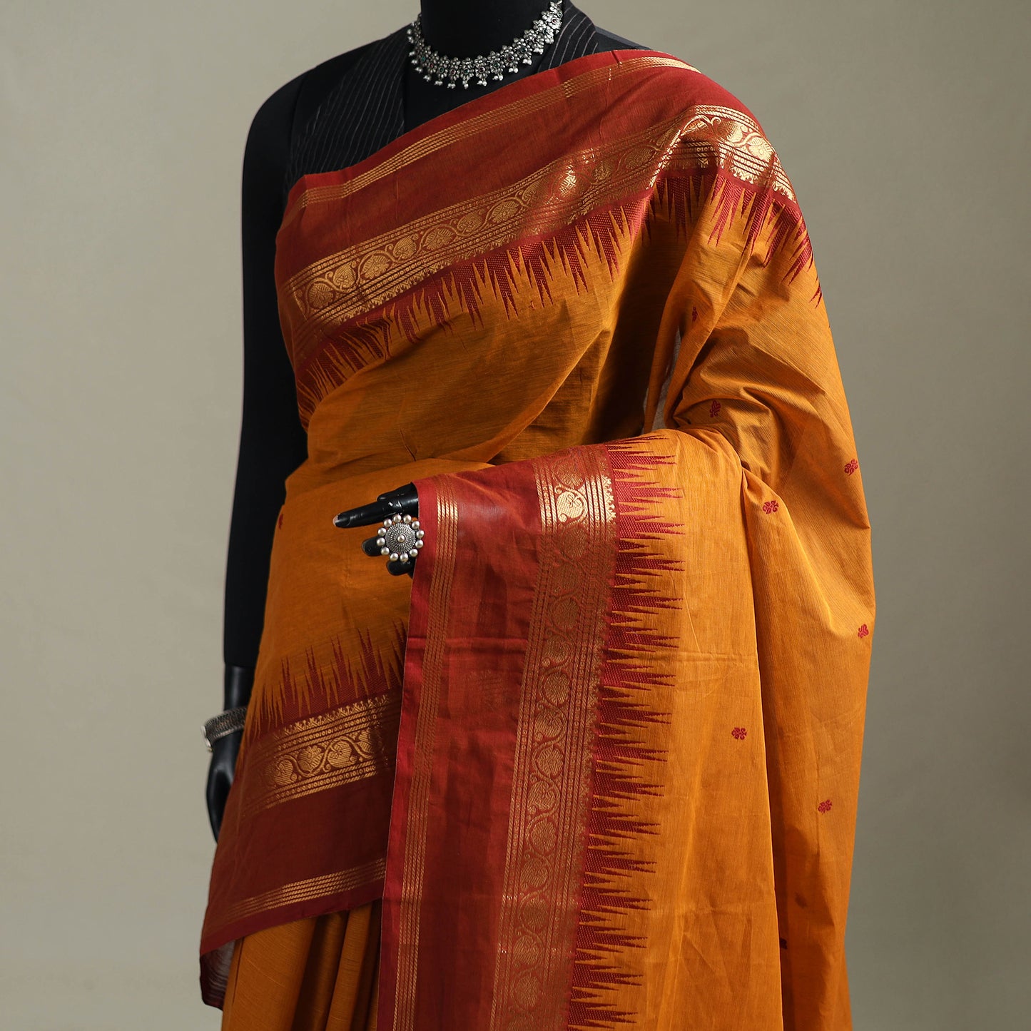 Yellow - Kanchipuram Buti Cotton Saree with Border 39