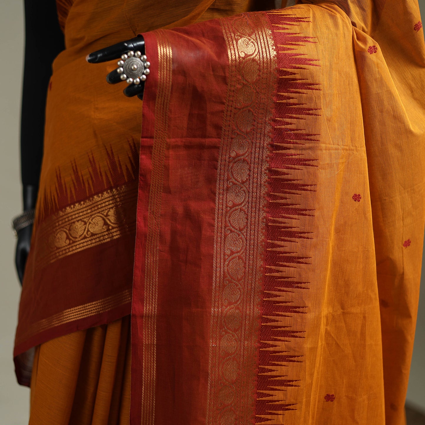 Yellow - Kanchipuram Buti Cotton Saree with Border 39